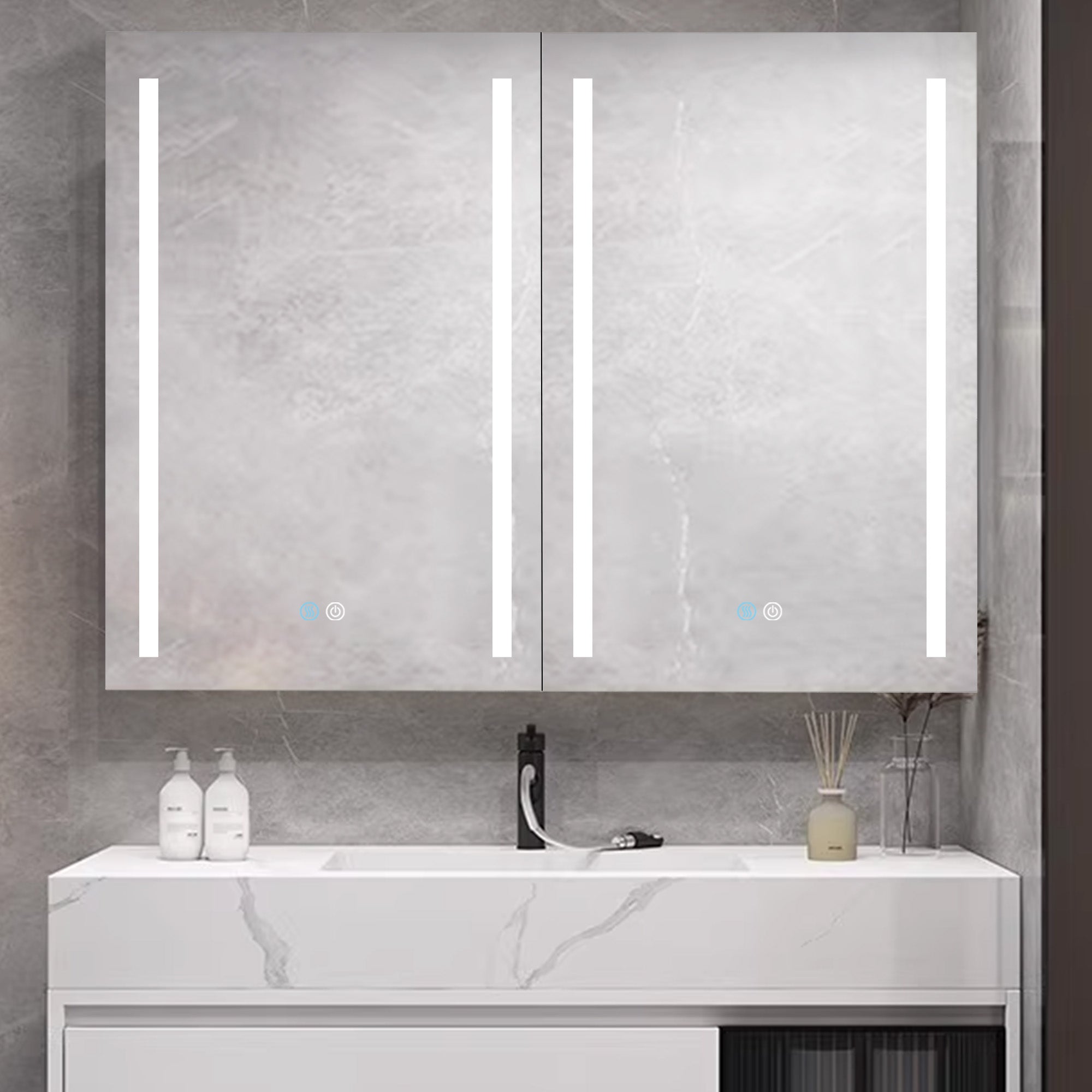 40 in. W x 30 in. H Surface Mount Bathroom Medicine Cabinet with Mirror and Shelves