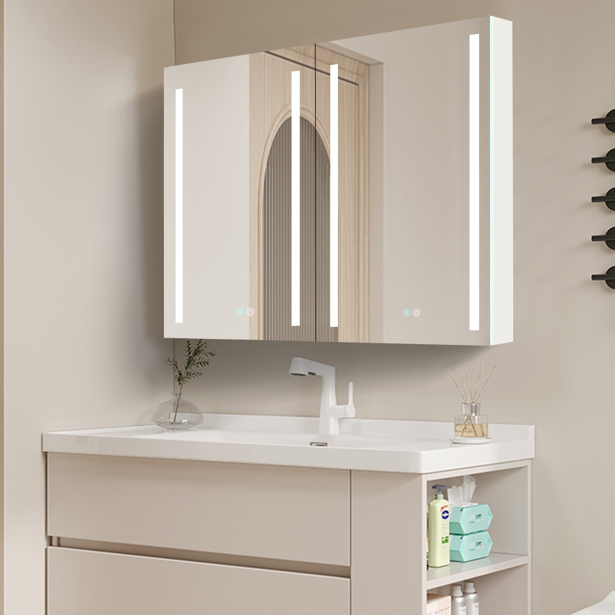 40 in. W x 30 in. H Surface Mount Bathroom Medicine Cabinet with Mirror and Shelves