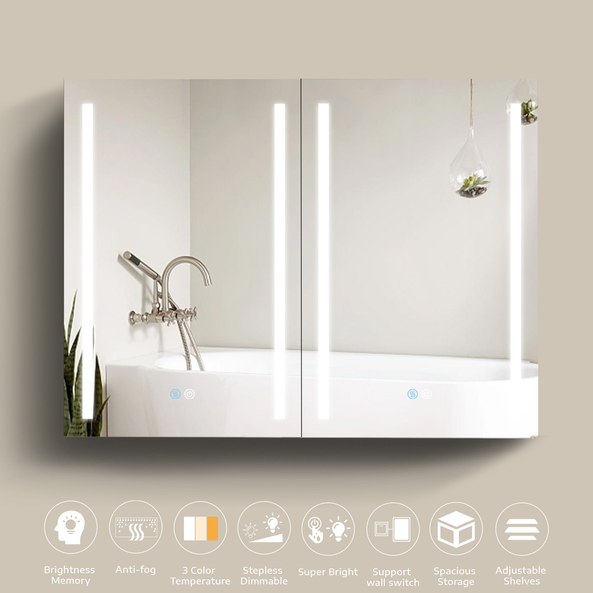 40 in. W x 30 in. H Surface Mount Bathroom Medicine Cabinet with Mirror and Shelves