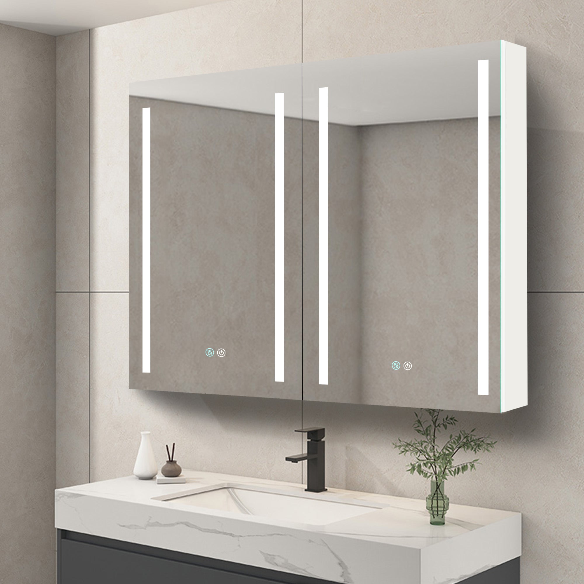 40 in. W x 30 in. H Surface Mount Bathroom Medicine Cabinet with Mirror and Shelves