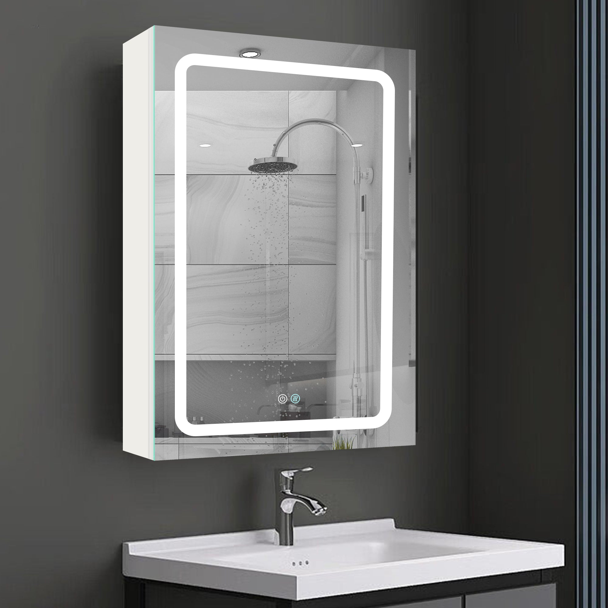 20 in. W x 30 in. H Surface Mount Bathroom Medicine Cabinet with Mirror and Shelves