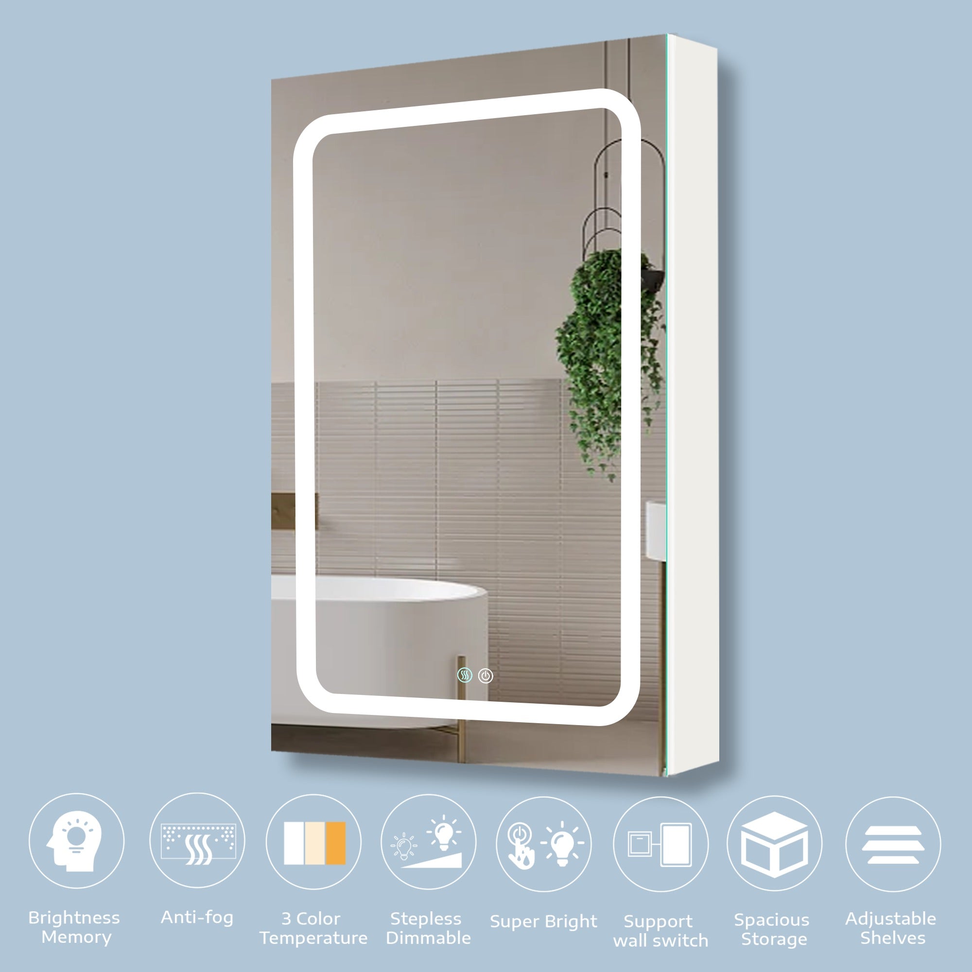 20 in. W x 30 in. H Surface Mount Bathroom Medicine Cabinet with Mirror and Shelves
