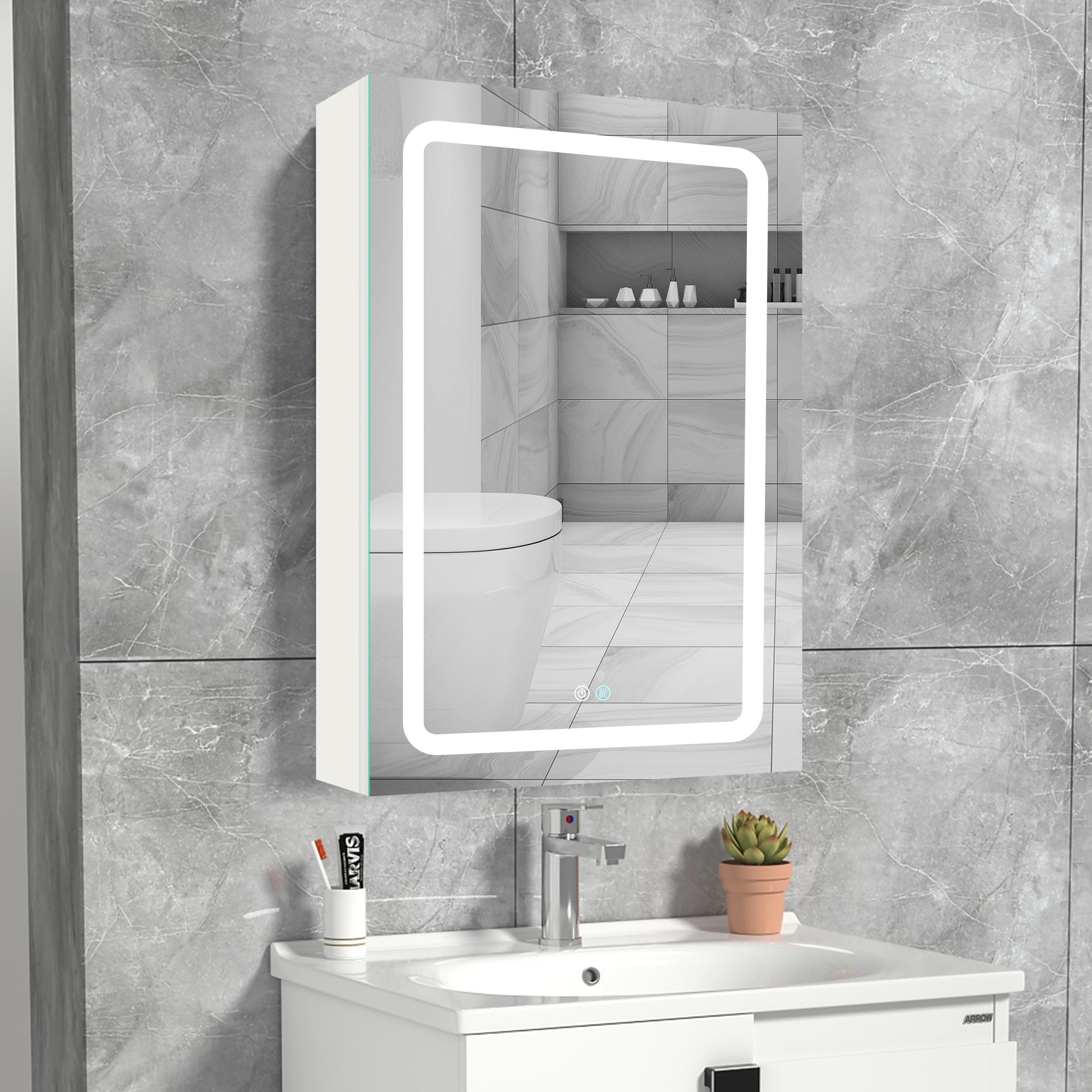 20 in. W x 30 in. H Surface Mount Bathroom Medicine Cabinet with Mirror and Shelves