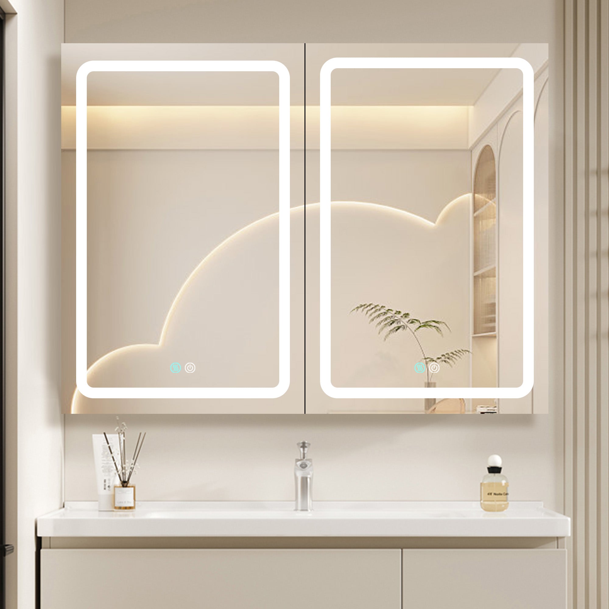 40 in. W x 30 in. H Surface Mount Bathroom Medicine Cabinet with Mirror and Shelves