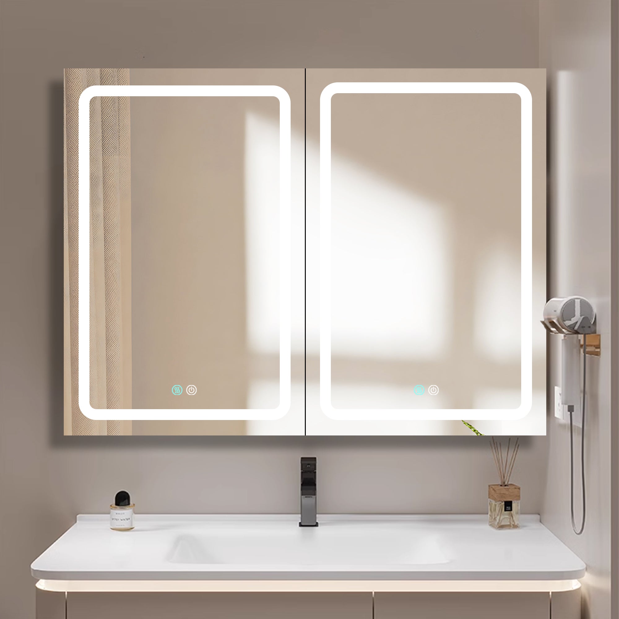 40 in. W x 30 in. H Surface Mount Bathroom Medicine Cabinet with Mirror and Shelves