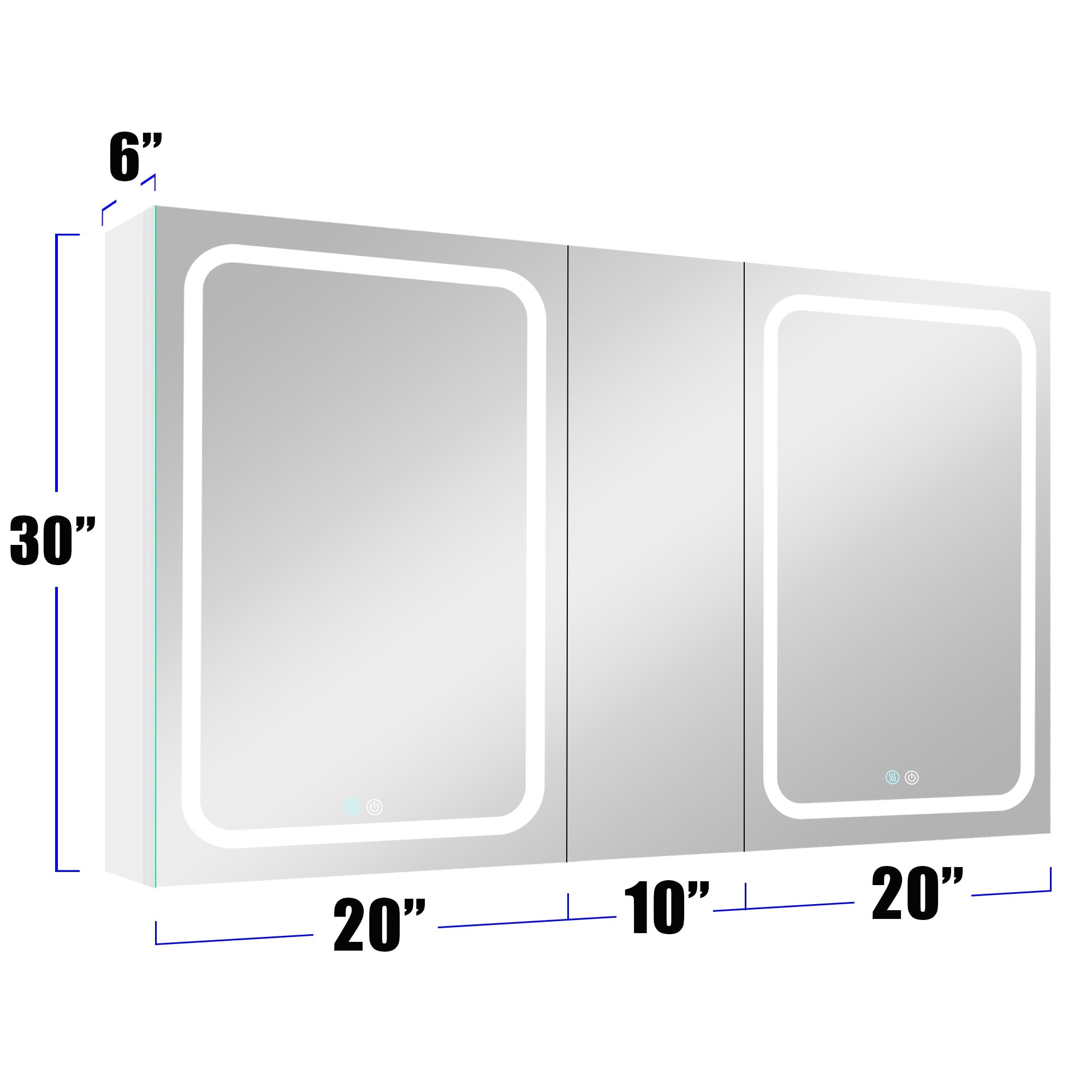 50 in. W x 30 in. H Surface Mount Bathroom Medicine Cabinet with Mirror and Shelves