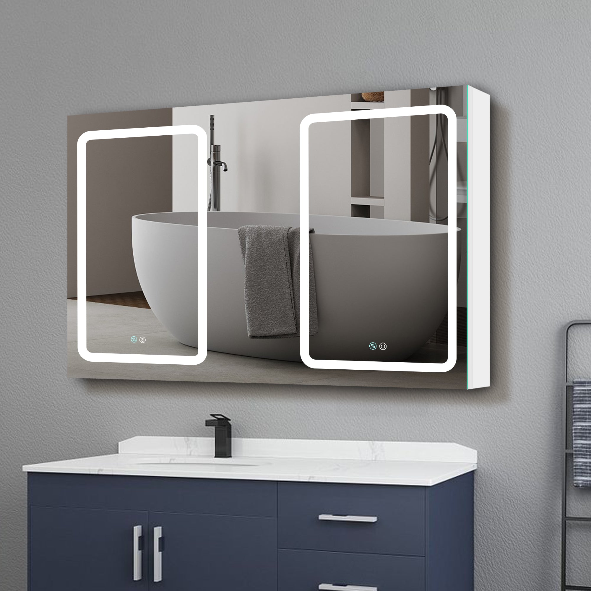 50 in. W x 30 in. H Surface Mount Bathroom Medicine Cabinet with Mirror and Shelves