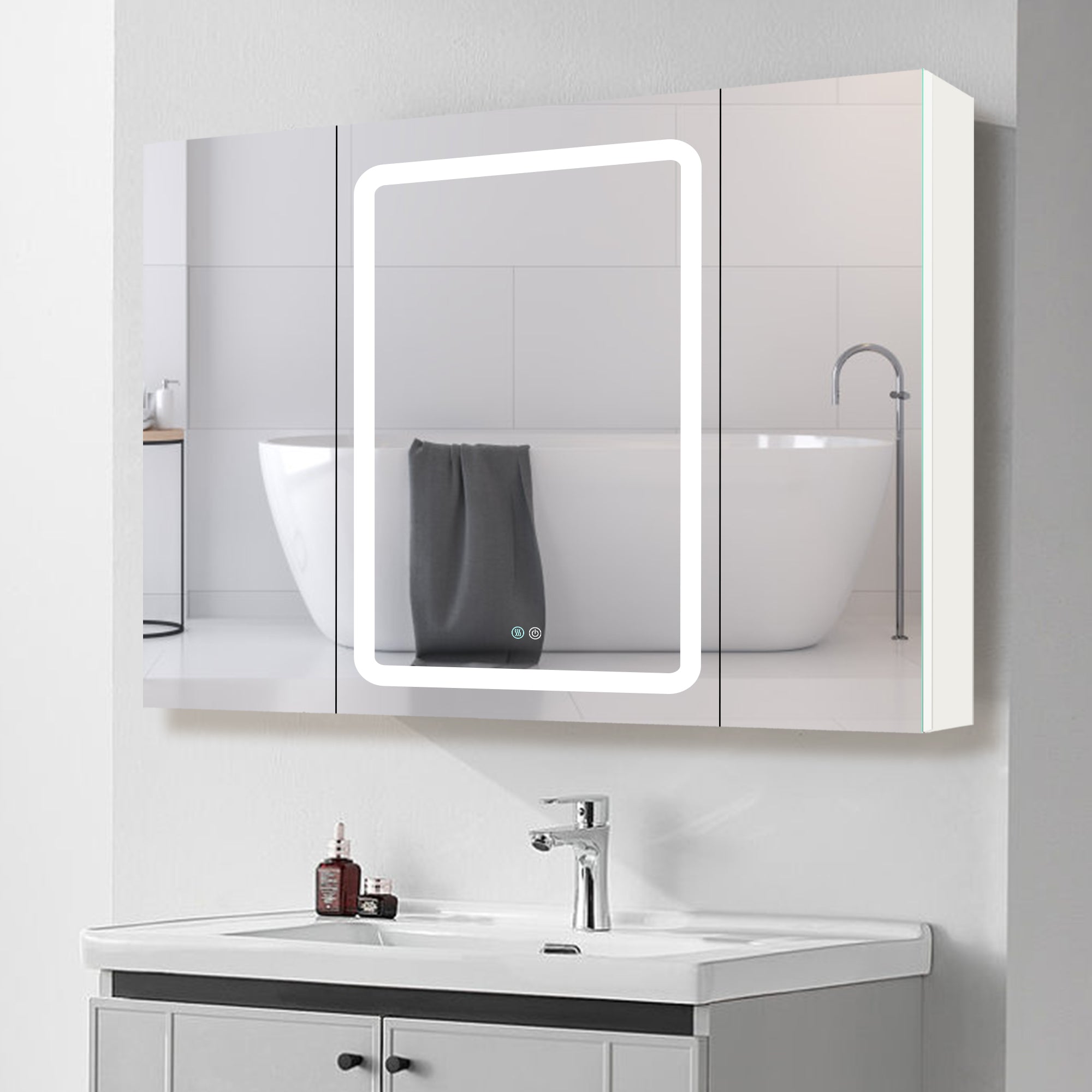 40 in. W x 30 in. H Surface Mount Bathroom Medicine Cabinet with Mirror and Shelves
