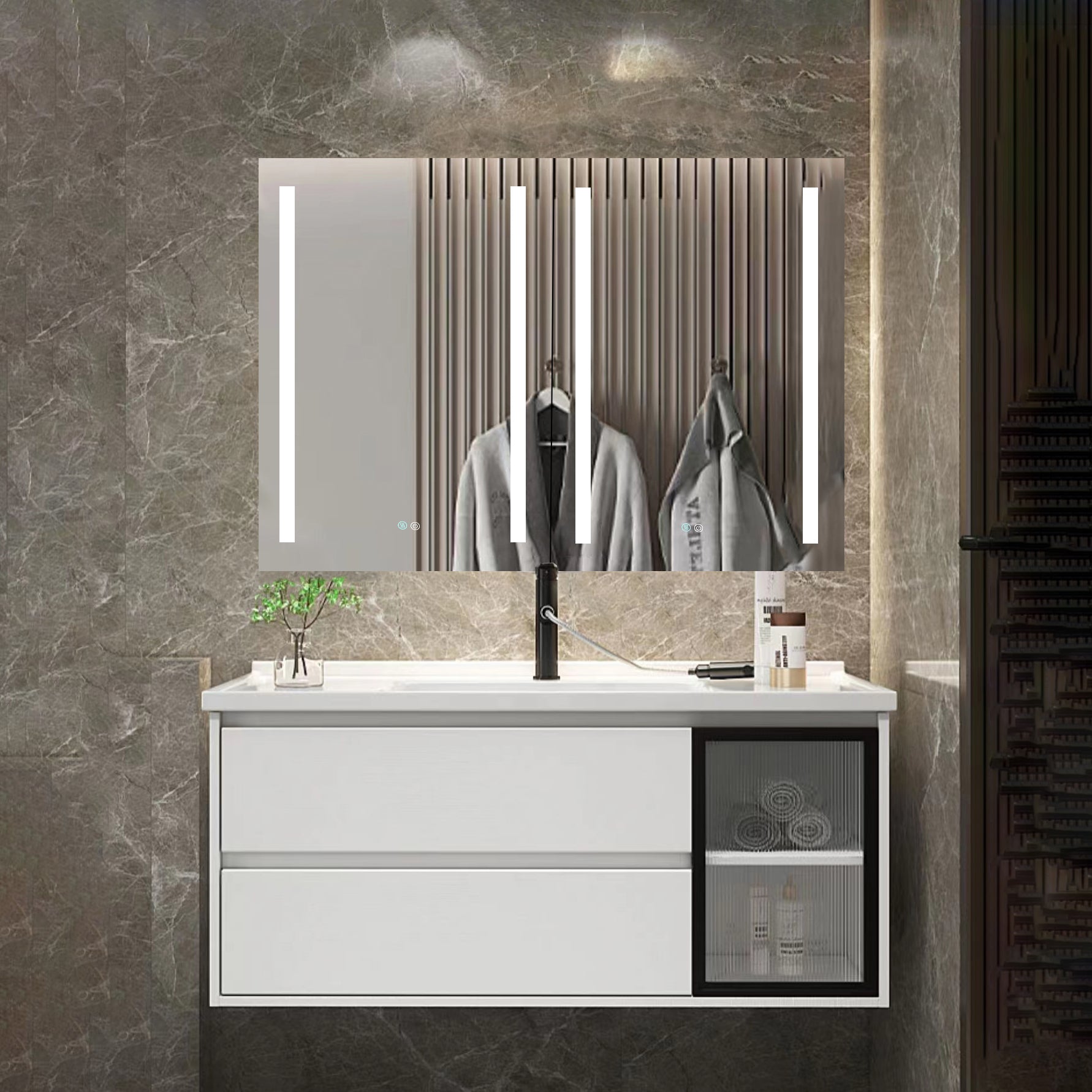 40 in. W x 30 in. H Surface Mount Bathroom Medicine Cabinet with Mirror and Shelves
