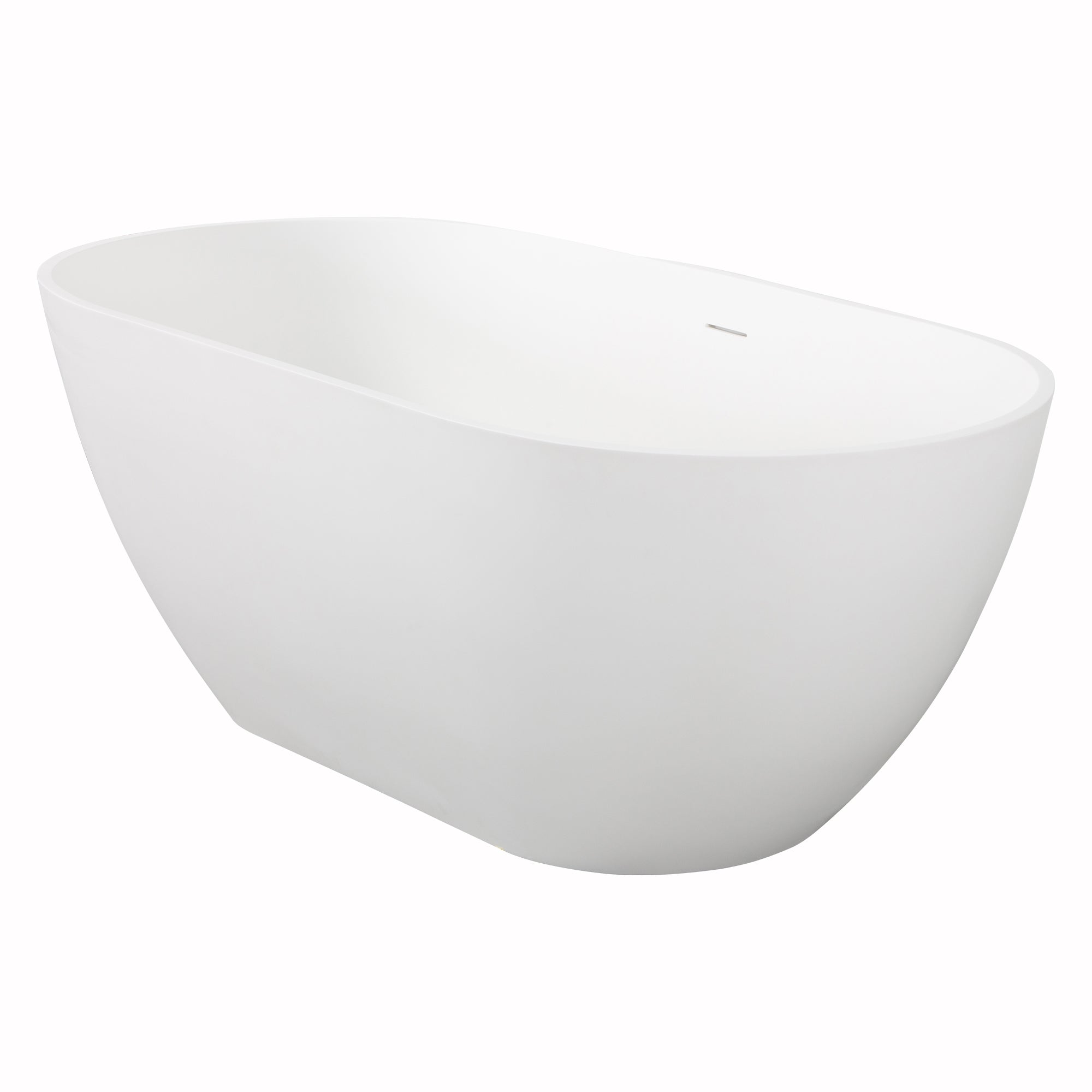 Solid Surface Freestanding Flatbottom Soaking Bathtub in White