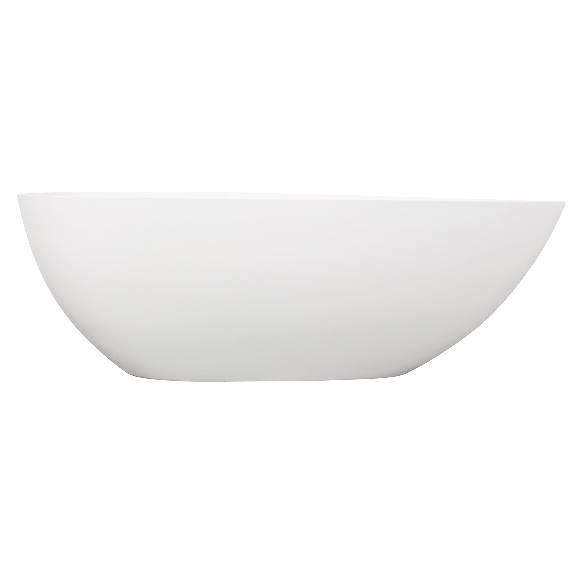Solid Surface Freestanding Flatbottom Soaking Bathtub in White