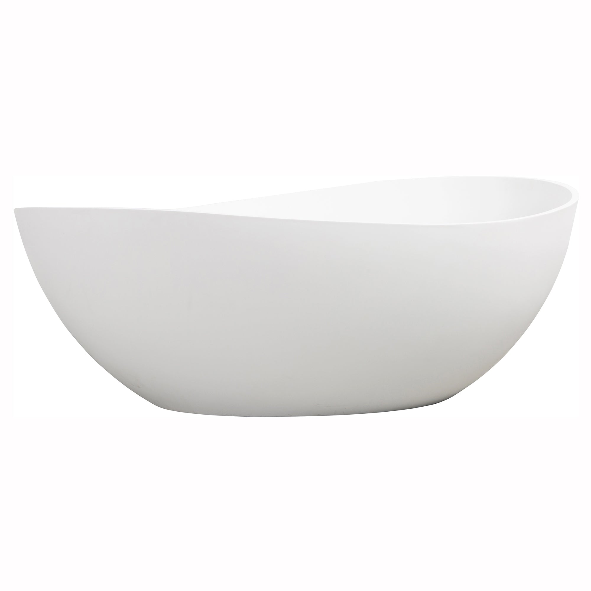 Solid Surface Freestanding Flatbottom Soaking Bathtub in Matte White