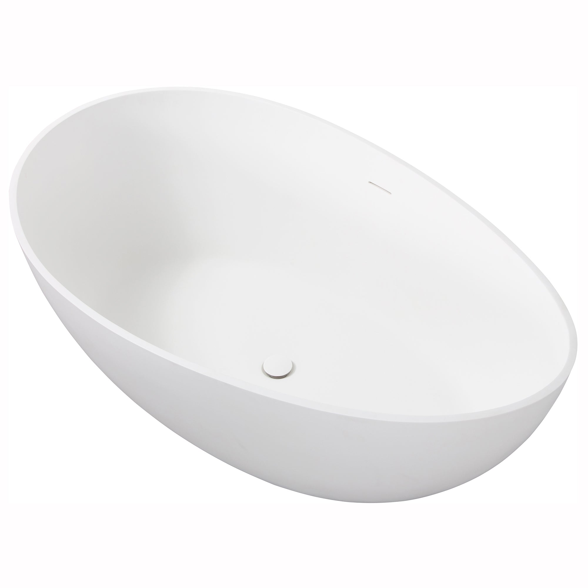 Solid Surface Freestanding Flatbottom Soaking Bathtub in Matte White