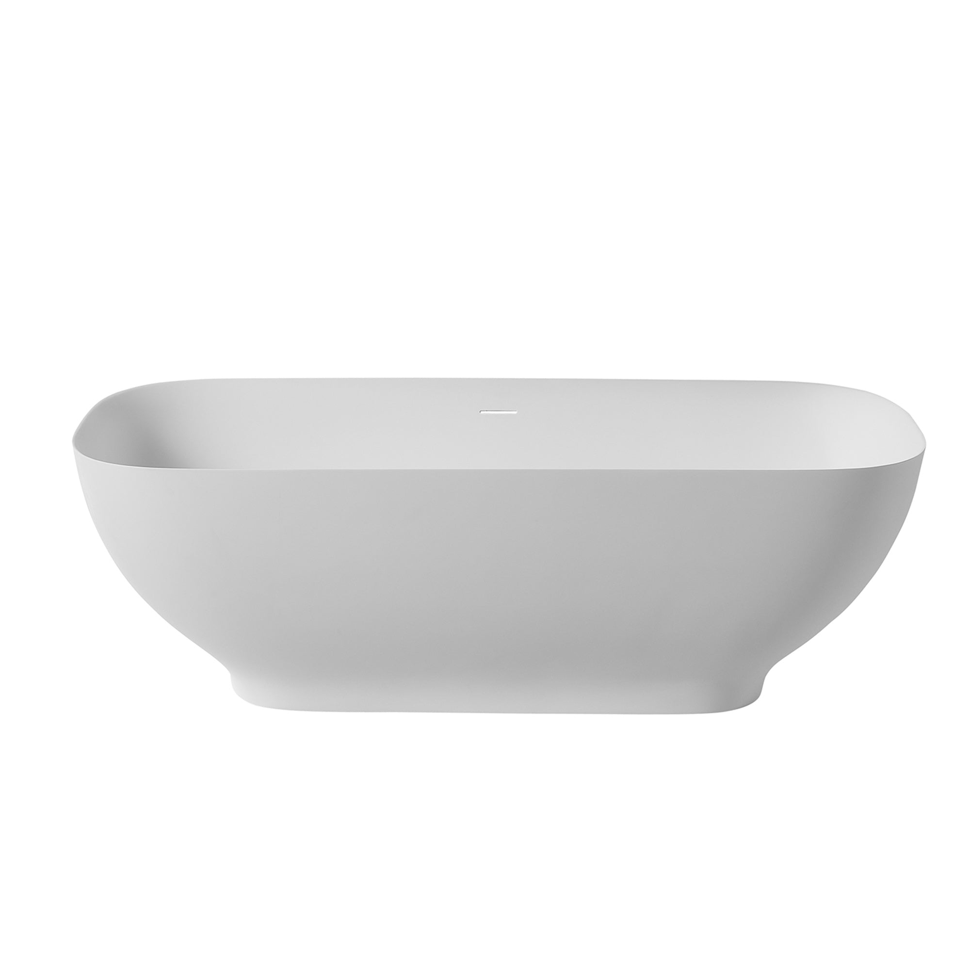 Solid Surface Freestanding Flatbottom Soaking Bathtub in Matte White