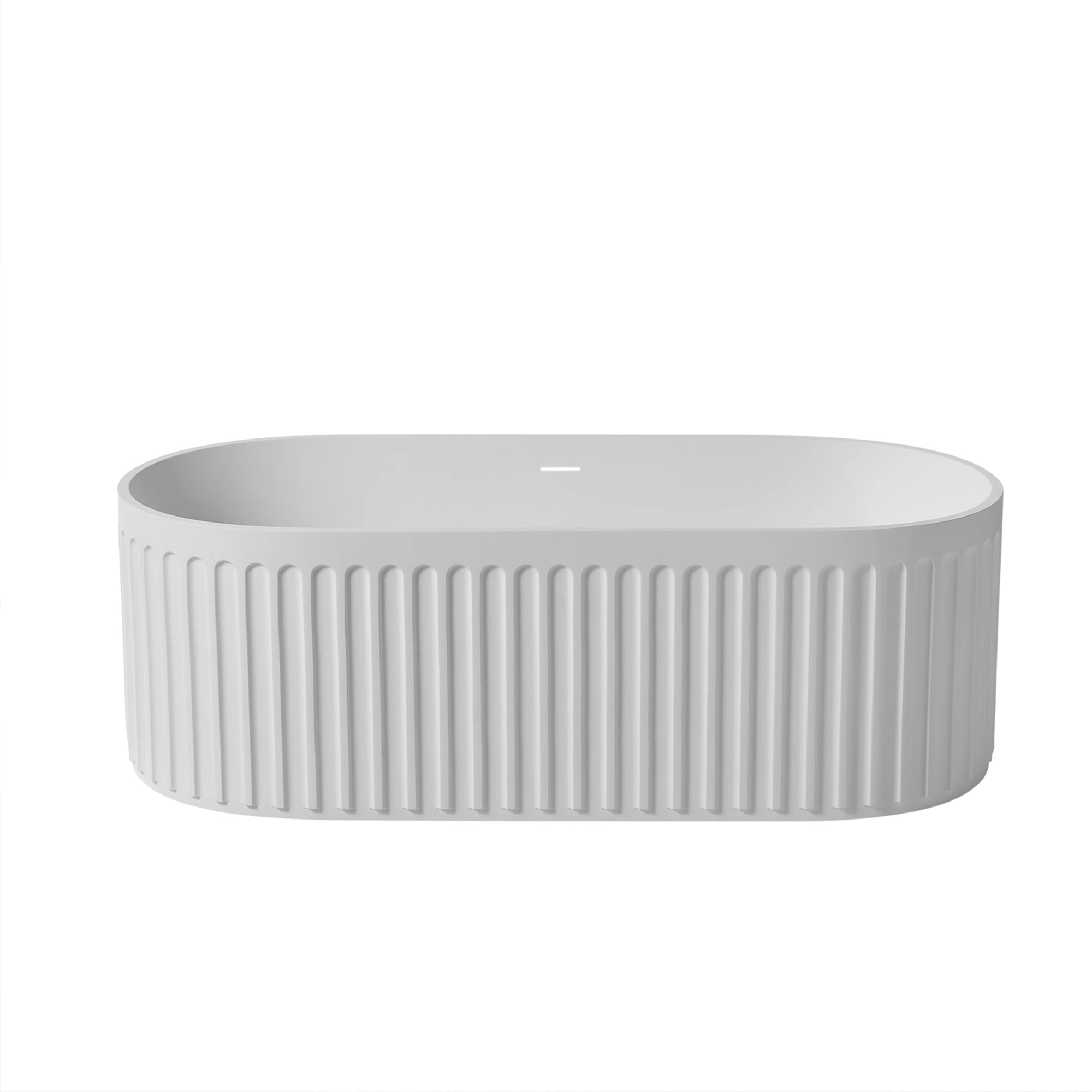 Solid Surface Freestanding Flatbottom Soaking Bathtub in Matte White
