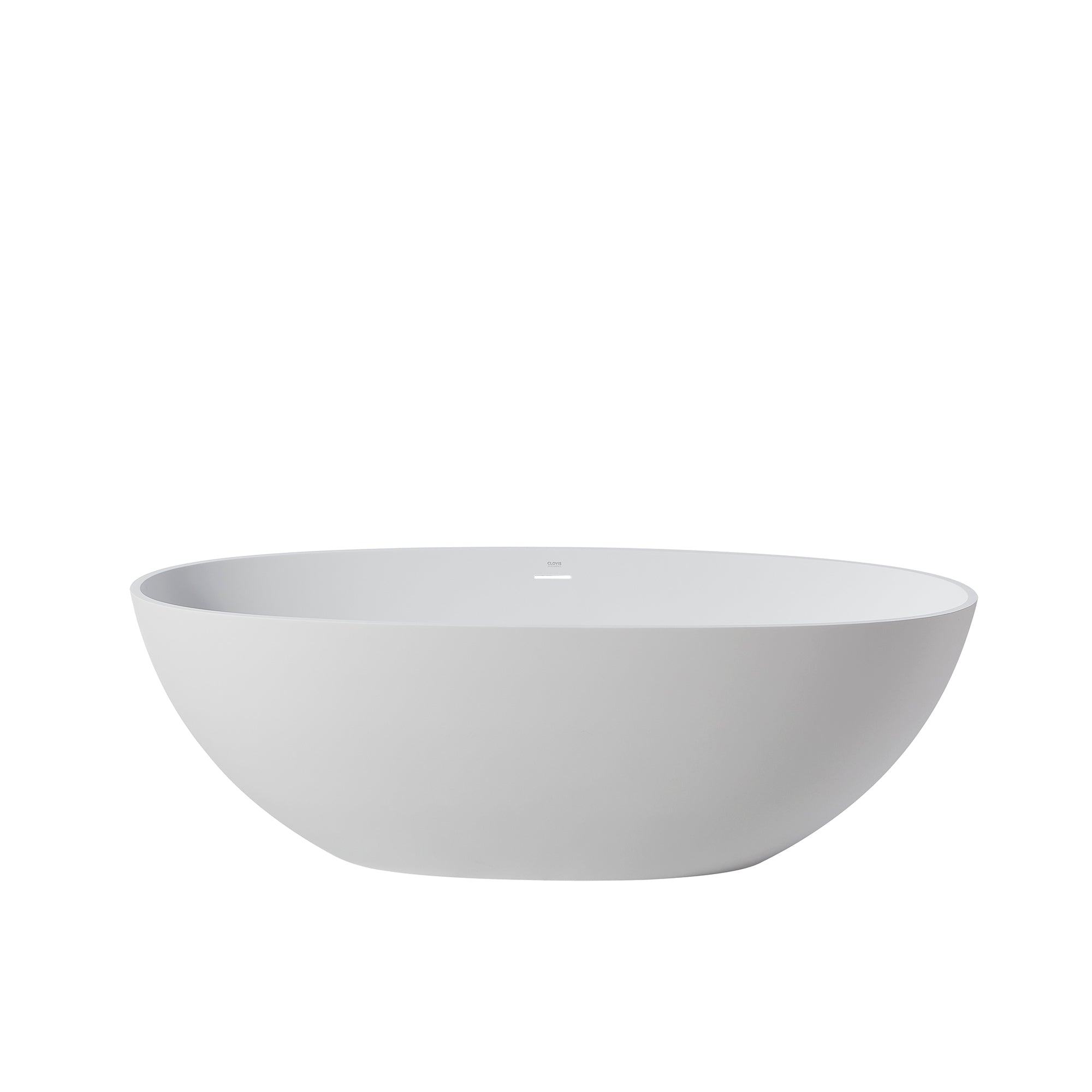 Solid Surface Freestanding Flatbottom Soaking Bathtub in Matte White