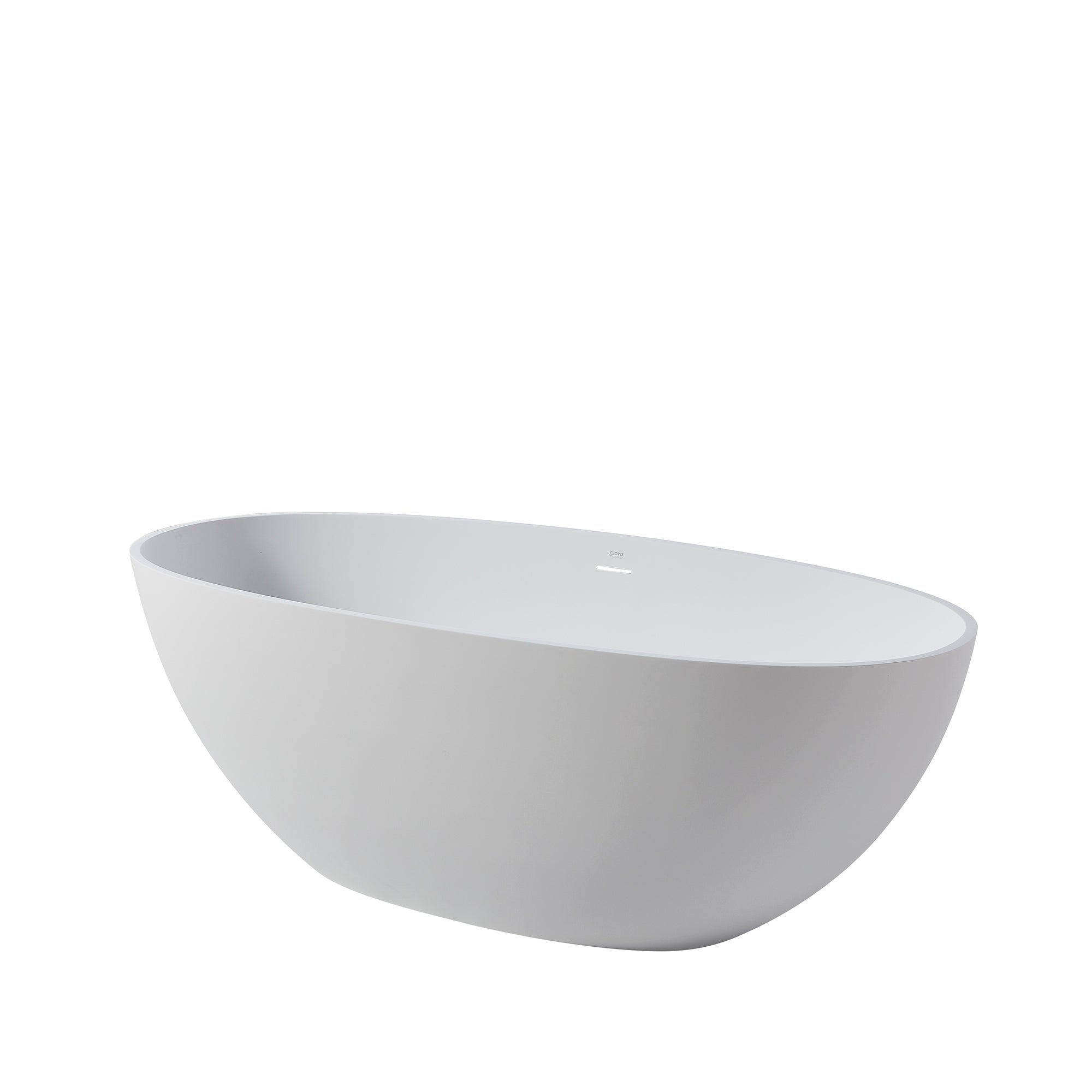 Solid Surface Freestanding Flatbottom Soaking Bathtub in Matte White
