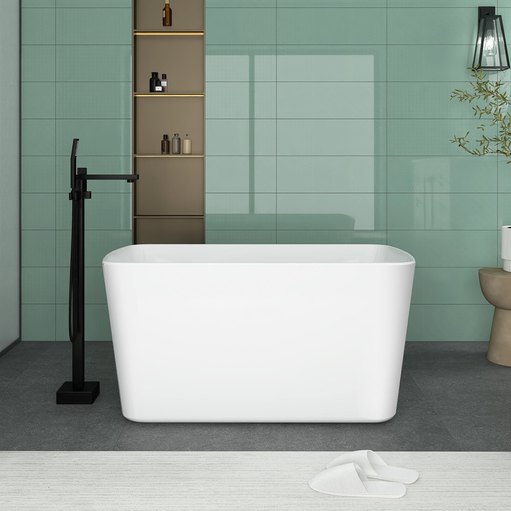 49 in. Acrylic Freestanding Flatbottom Soaking Bathtub in White