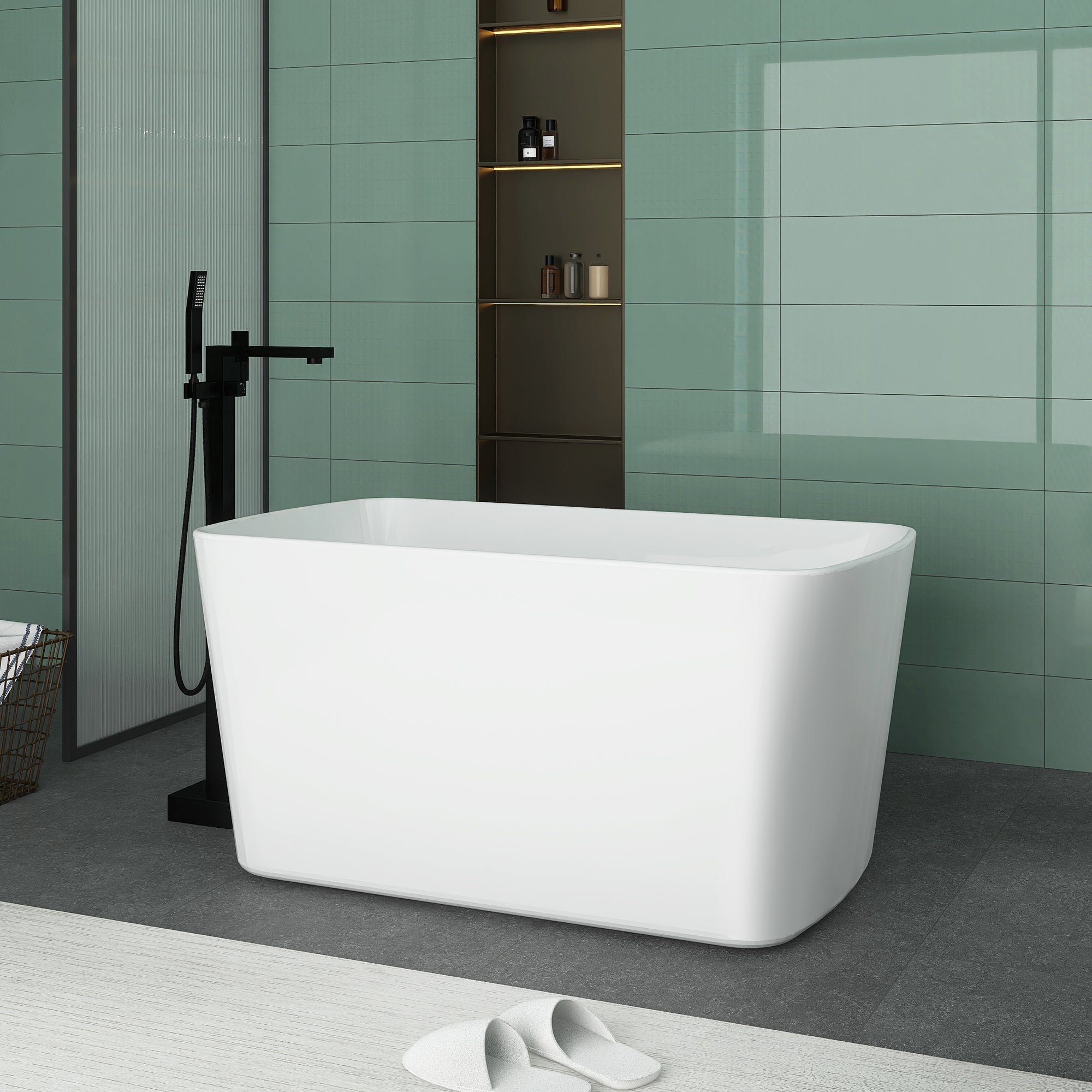 49 in. Acrylic Freestanding Flatbottom Soaking Bathtub in White