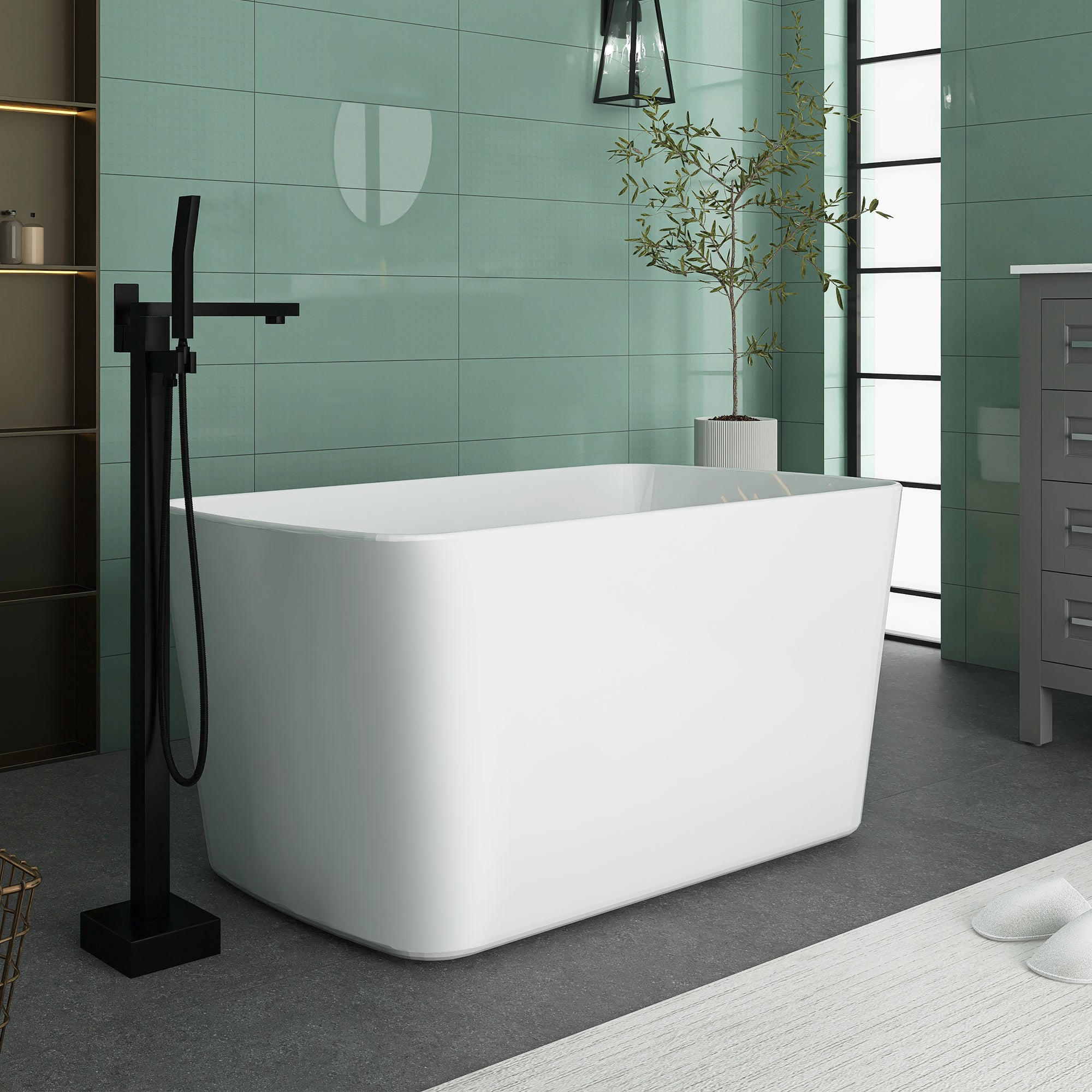 49 in. Acrylic Freestanding Flatbottom Soaking Bathtub in White
