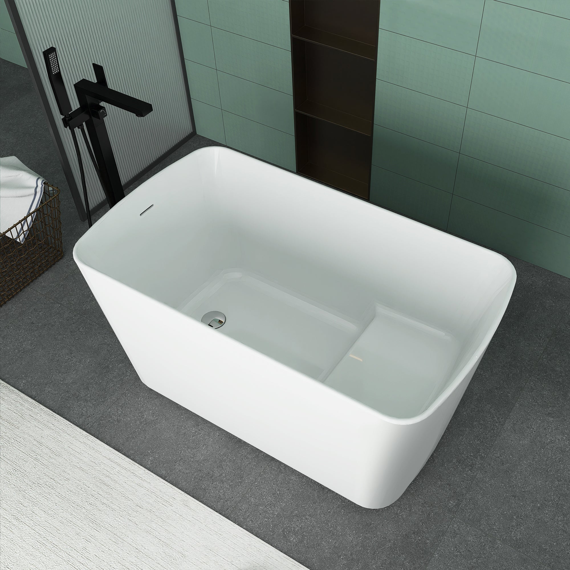 49 in. Acrylic Freestanding Flatbottom Soaking Bathtub in White