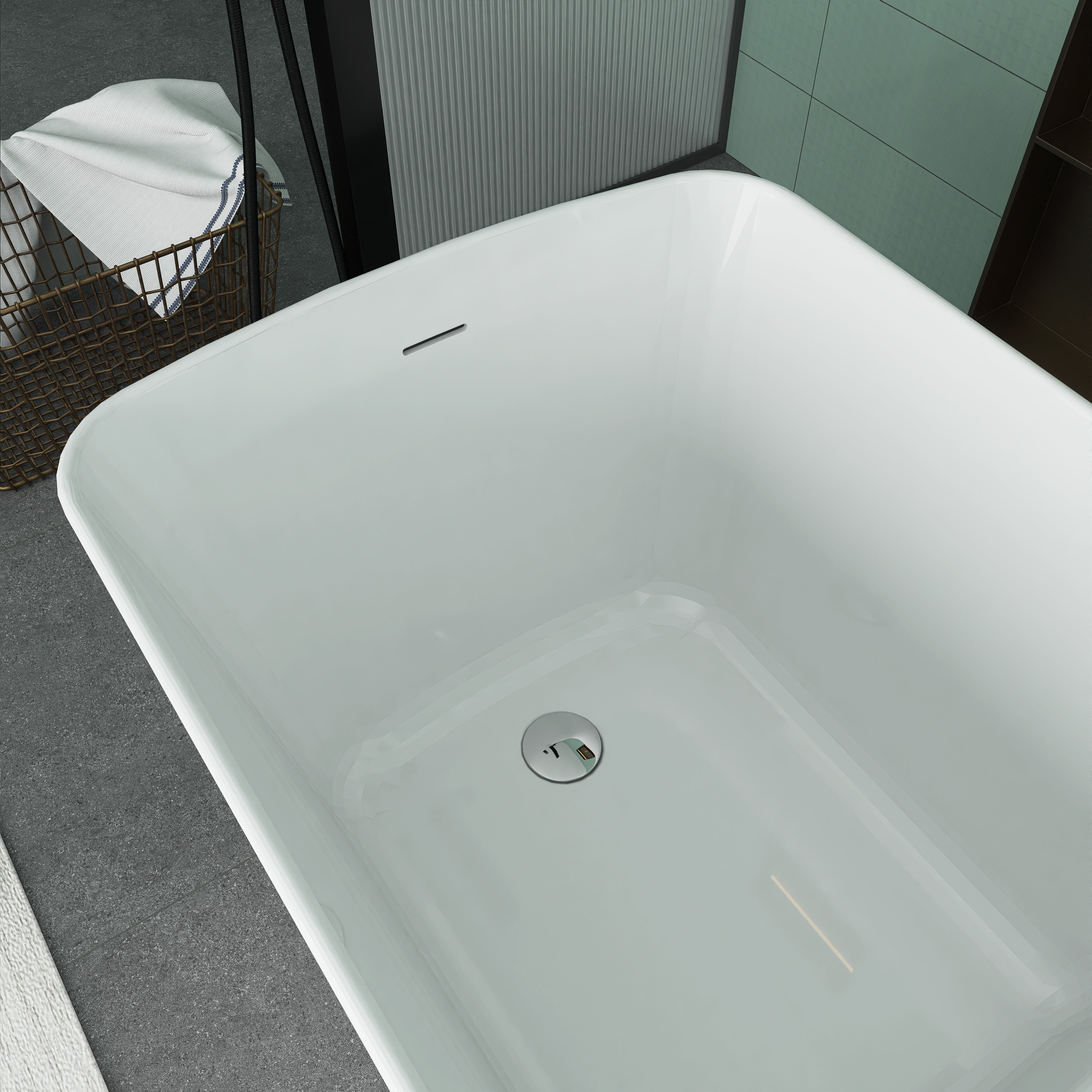 49 in. Acrylic Freestanding Flatbottom Soaking Bathtub in White