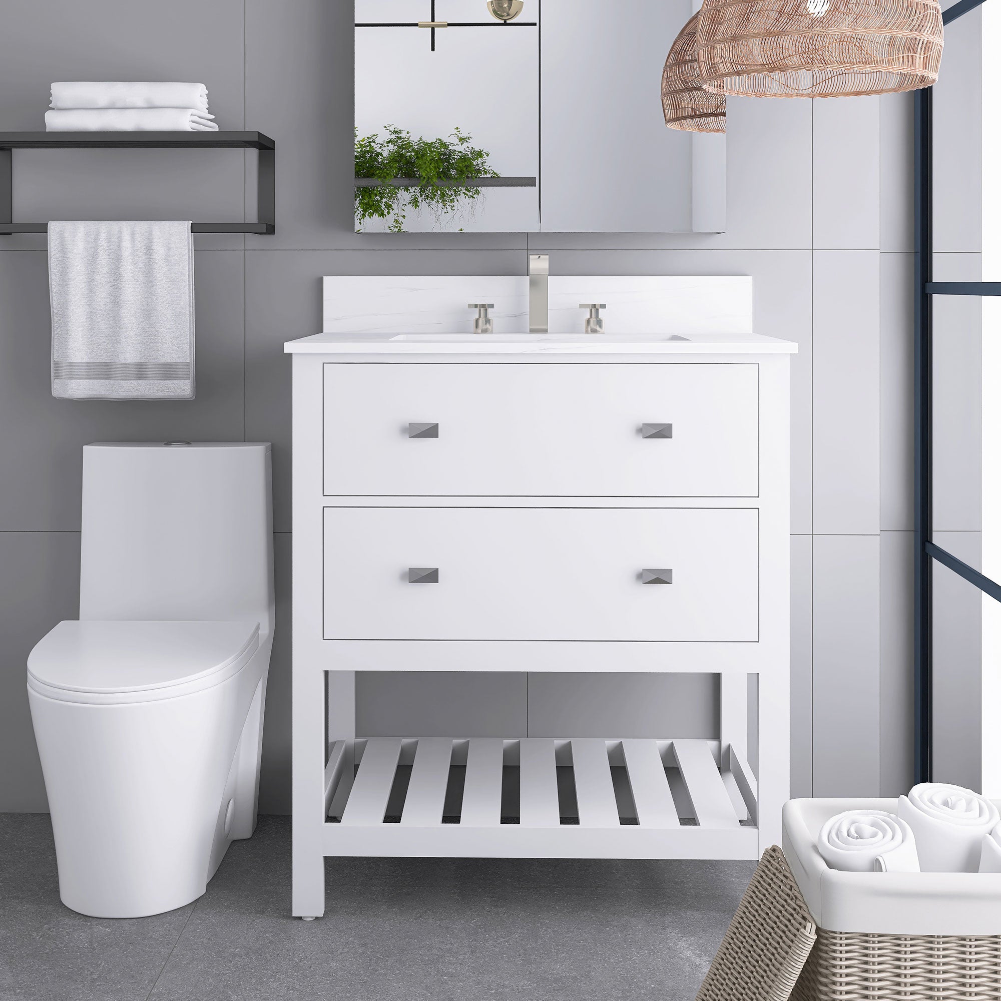 24/30 Inch Plywood Freestanding Bathroom Vanity with Sink