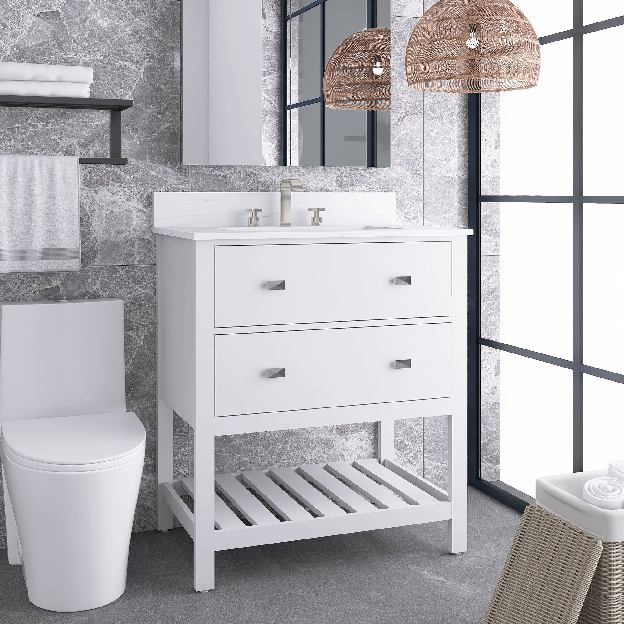 24/30 Inch Plywood Freestanding Bathroom Vanity with Sink