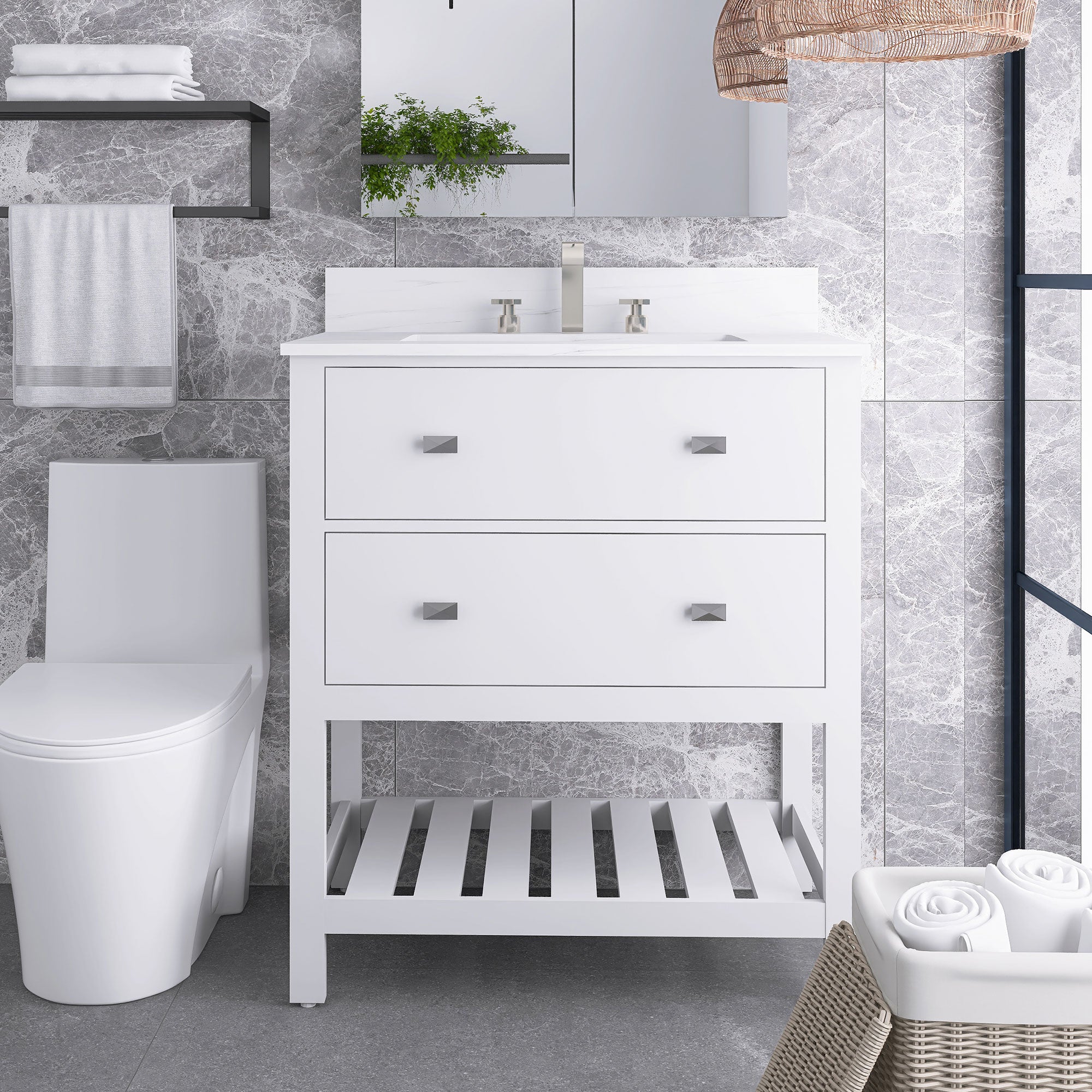 24/30 Inch Plywood Freestanding Bathroom Vanity with Sink