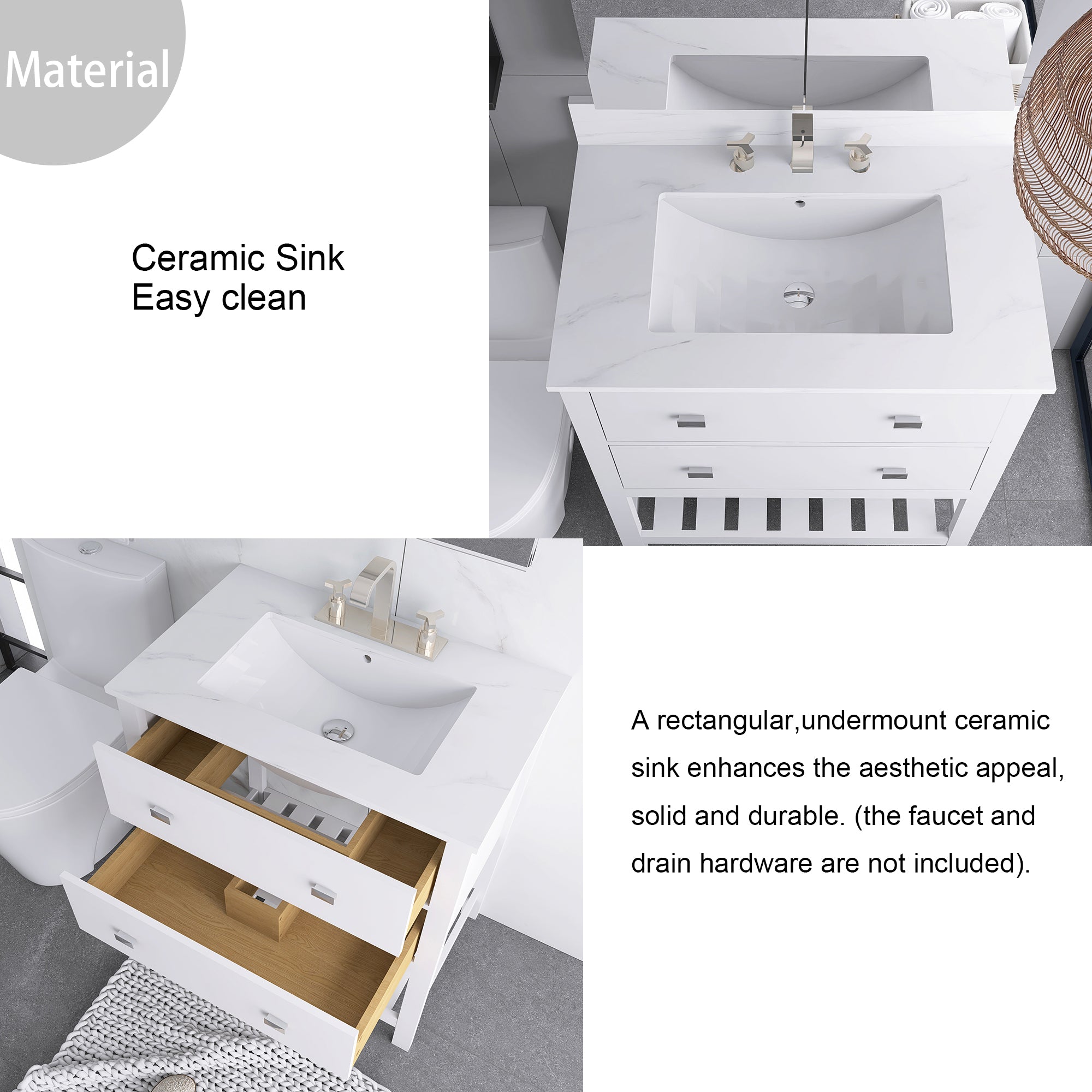 24/30 Inch Plywood Freestanding Bathroom Vanity with Sink