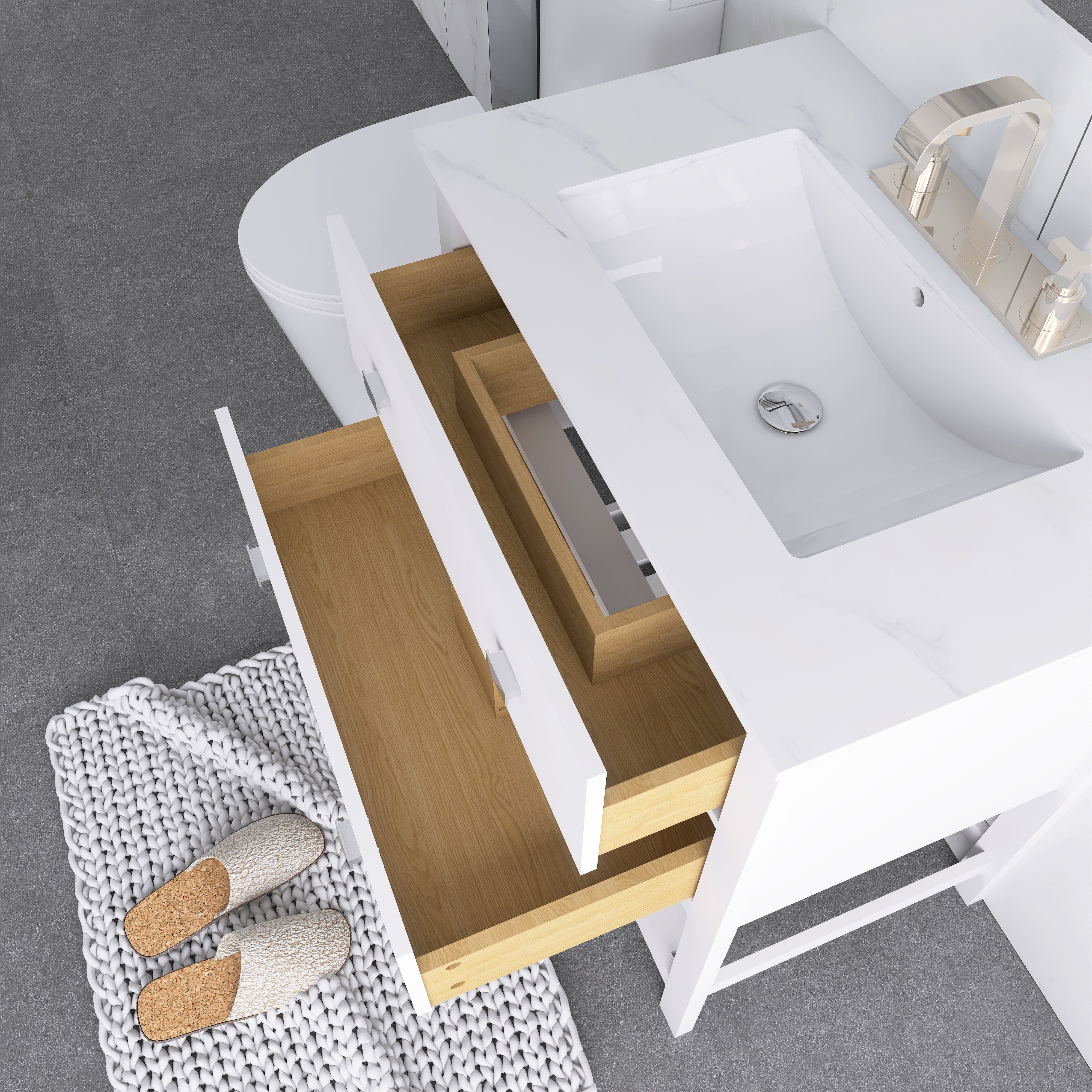 24/30 Inch Plywood Freestanding Bathroom Vanity with Sink