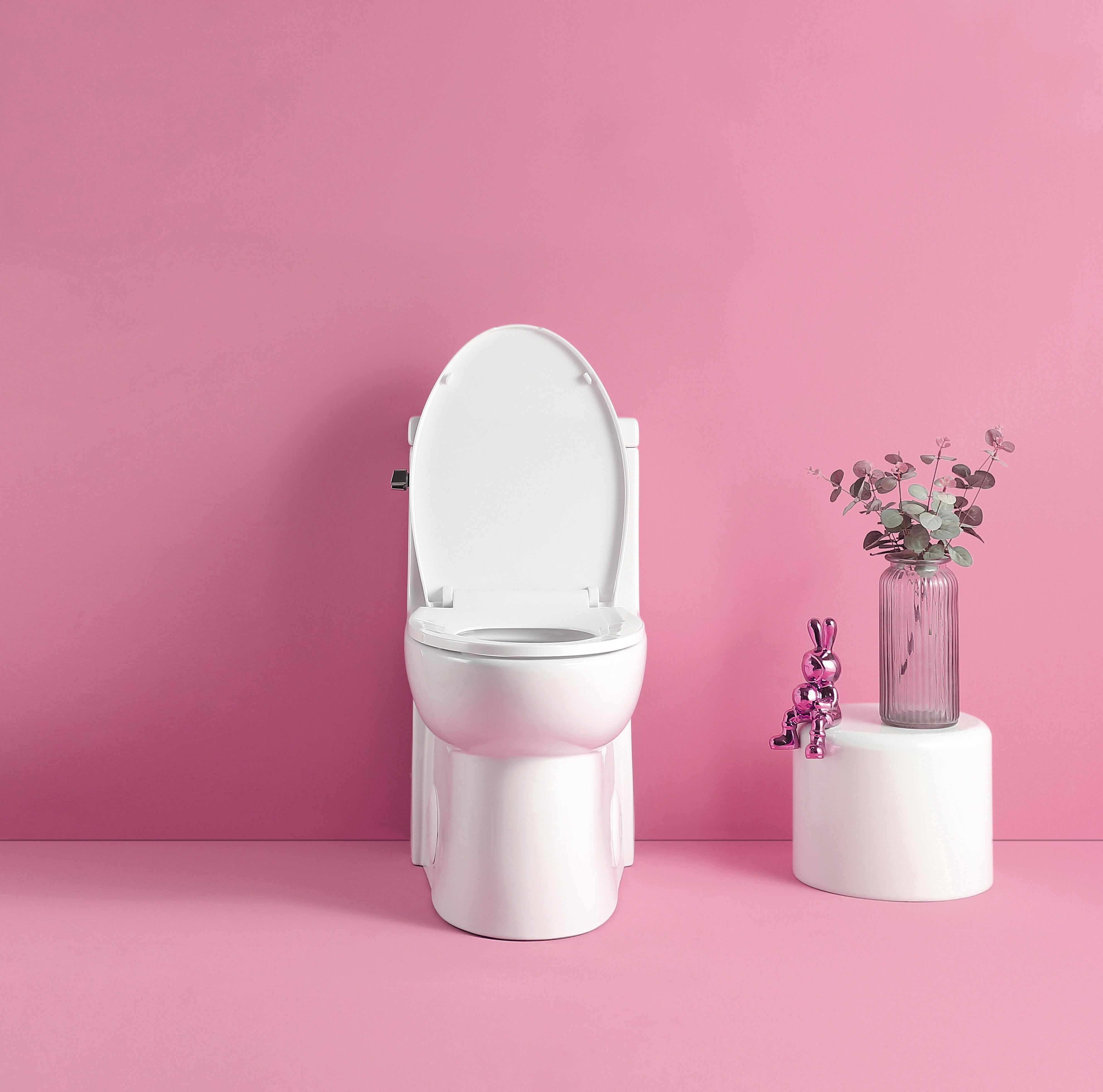 15 1/8 Inch 1.28 GPF One Piece Single Flush Elongated Toilet with Soft-Close Seat 
