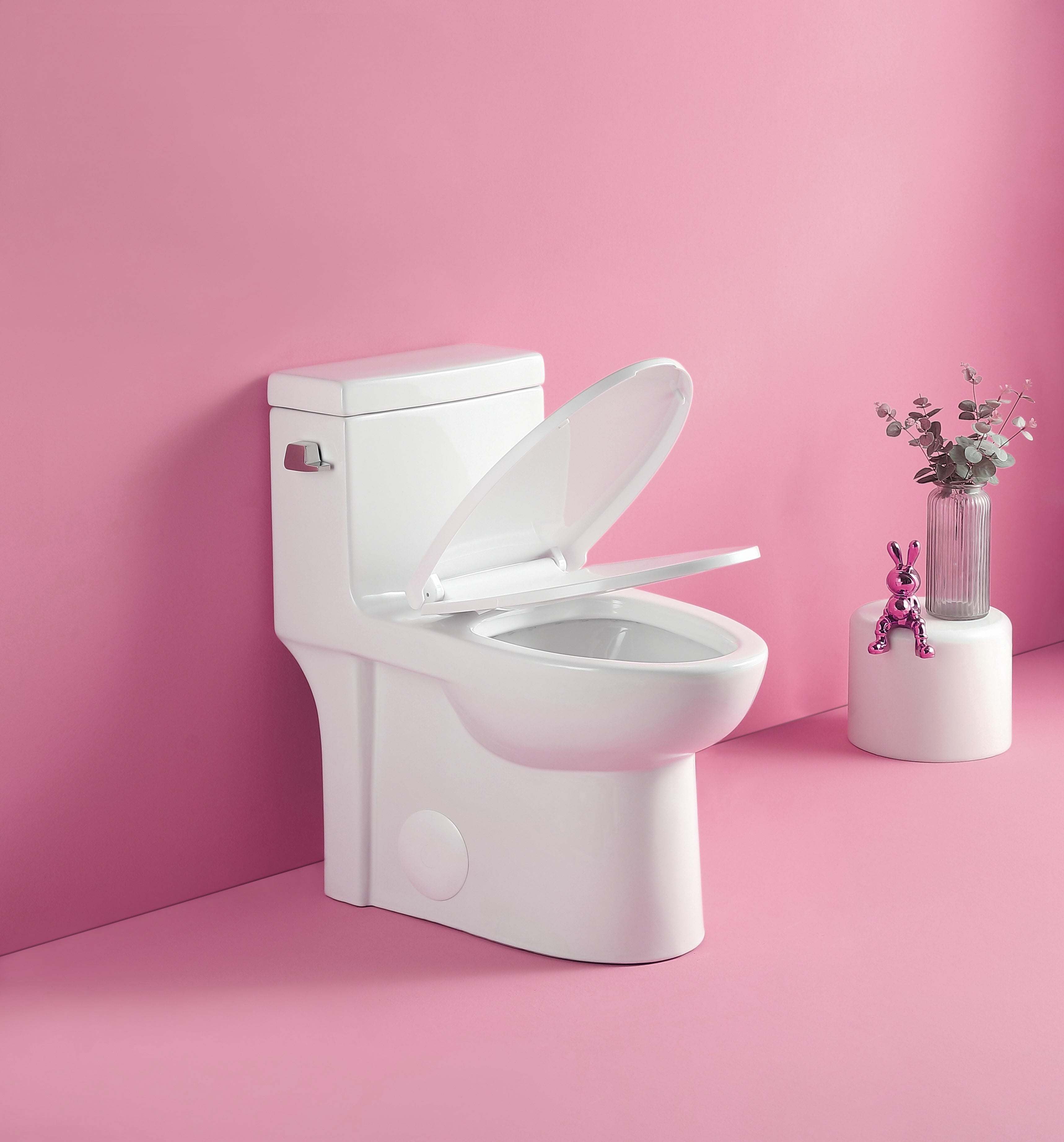 15 1/8 Inch 1.28 GPF One Piece Single Flush Elongated Toilet with Soft-Close Seat 