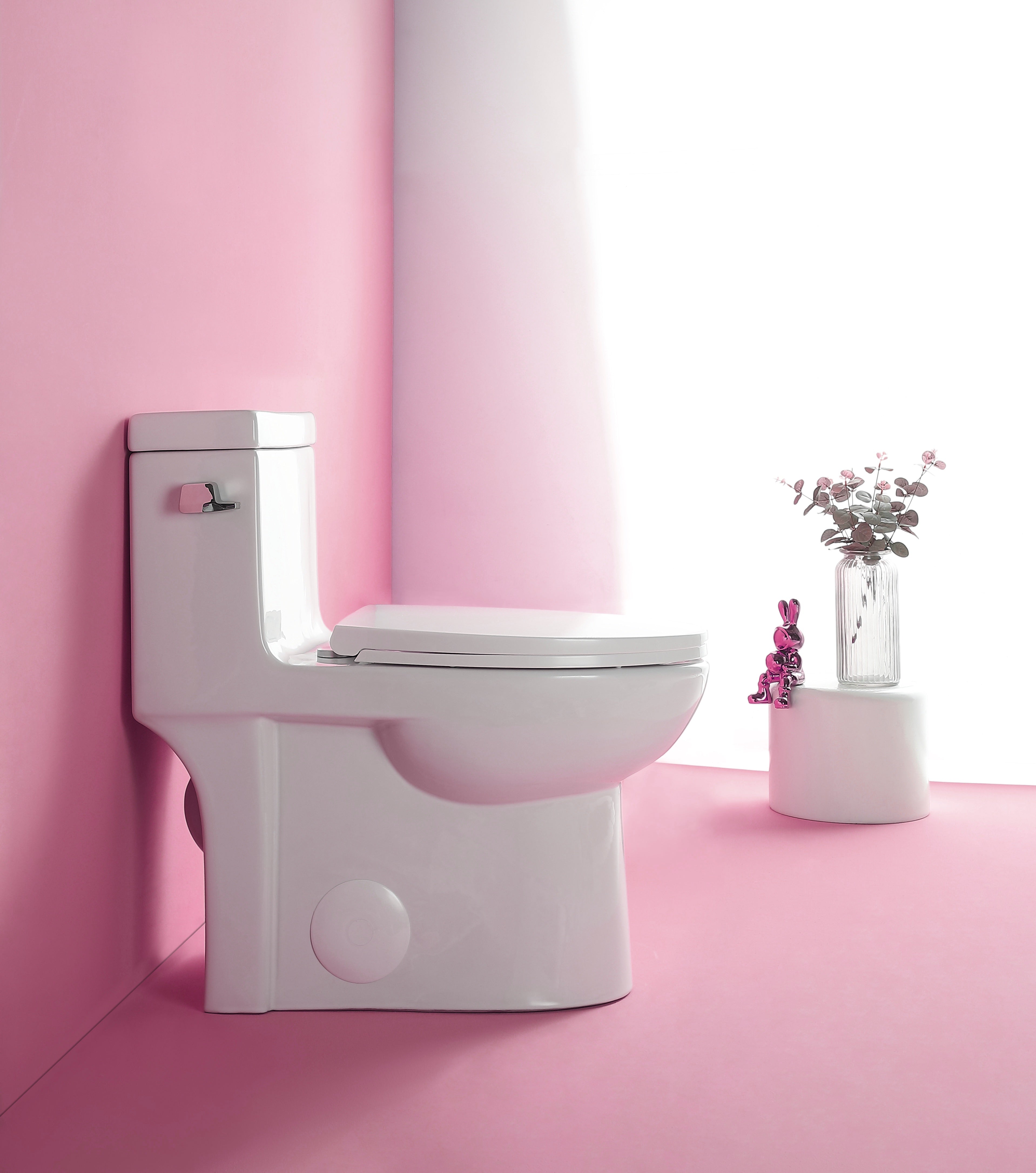 15 1/8 Inch 1.28 GPF One Piece Single Flush Elongated Toilet with Soft-Close Seat 
