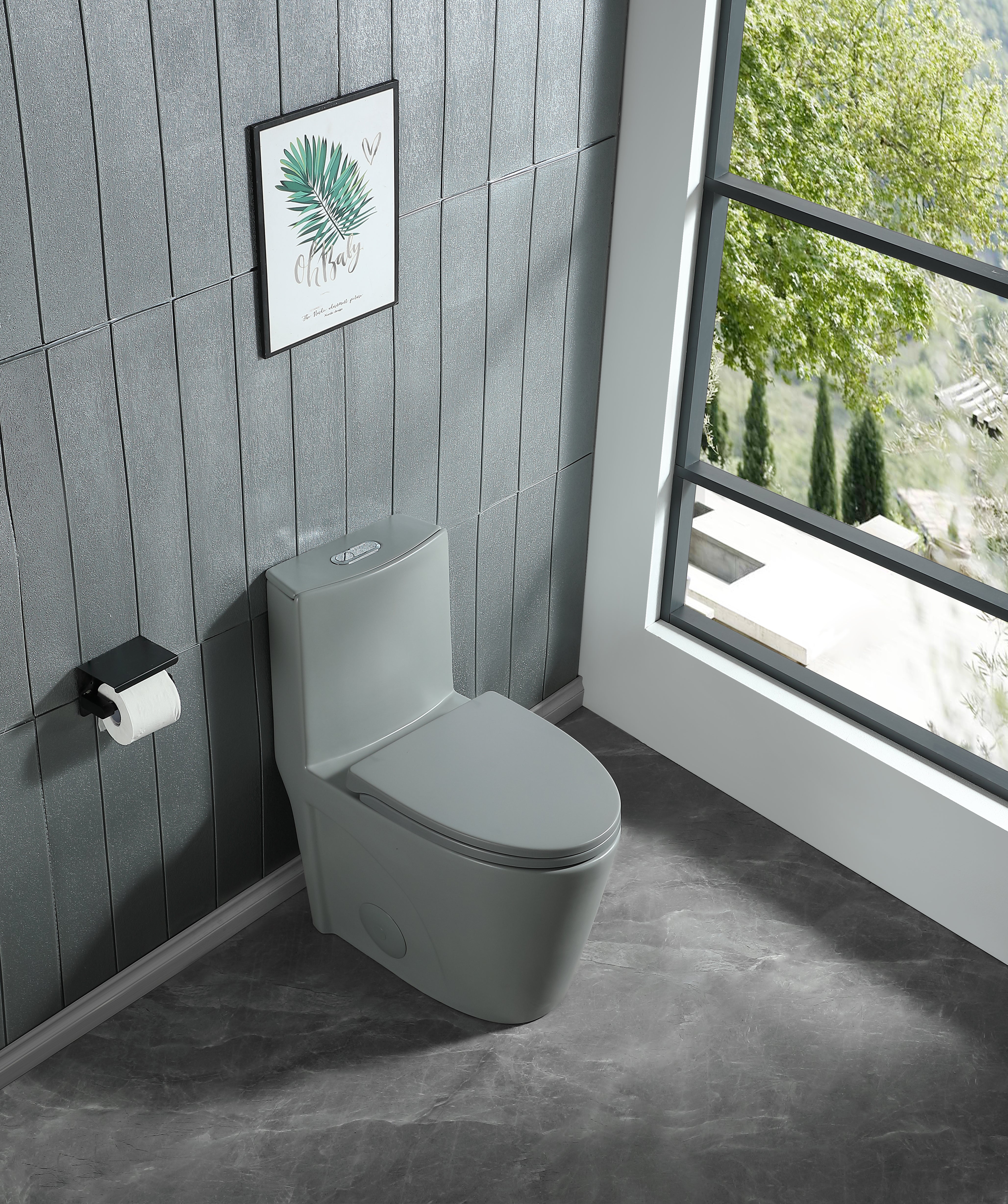 15 5/8 Inch One Piece 1.1/1.6 GPF Dual Flush Elongated Toilet