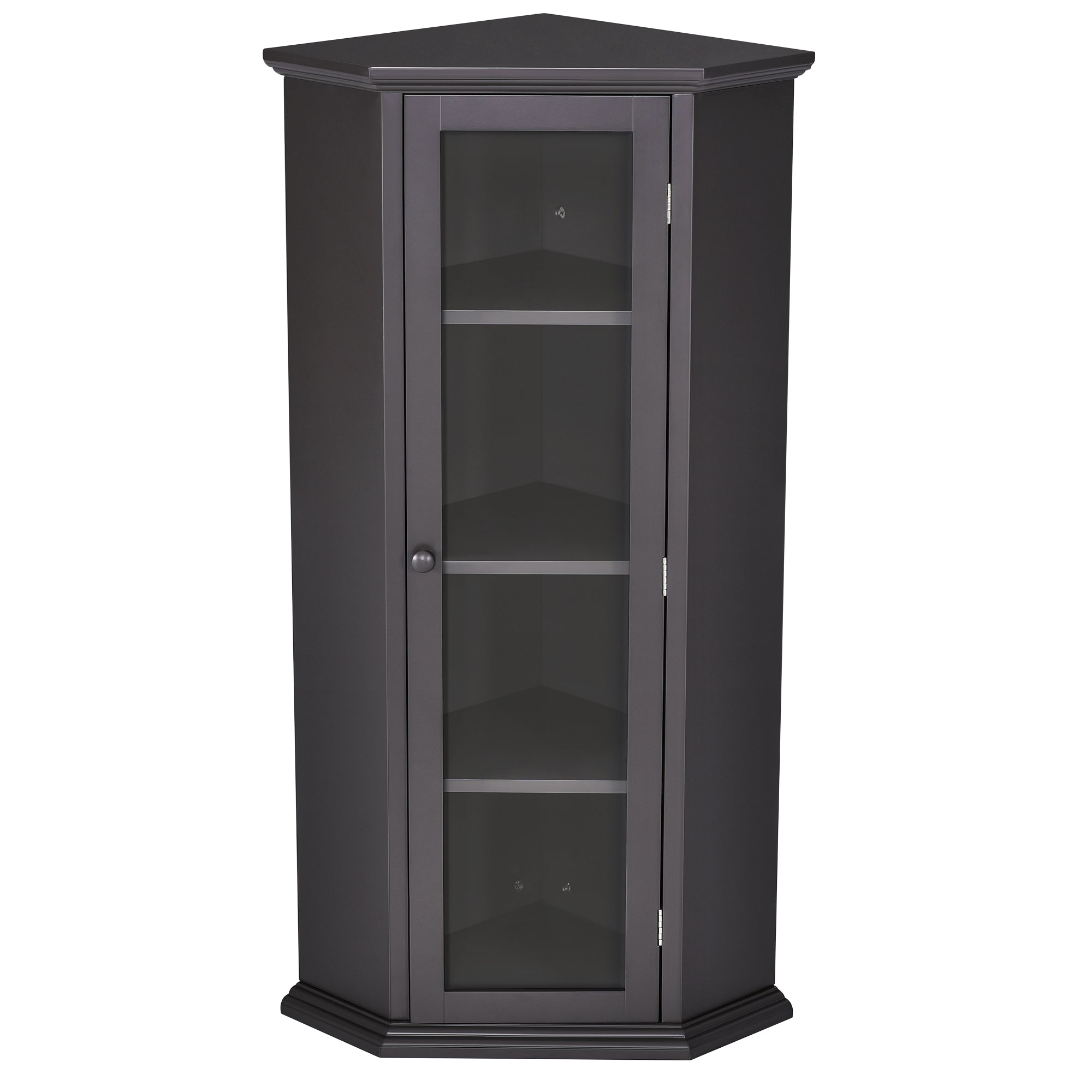 42" Wood 1-door Storage Corner Cabinet with Glass Door