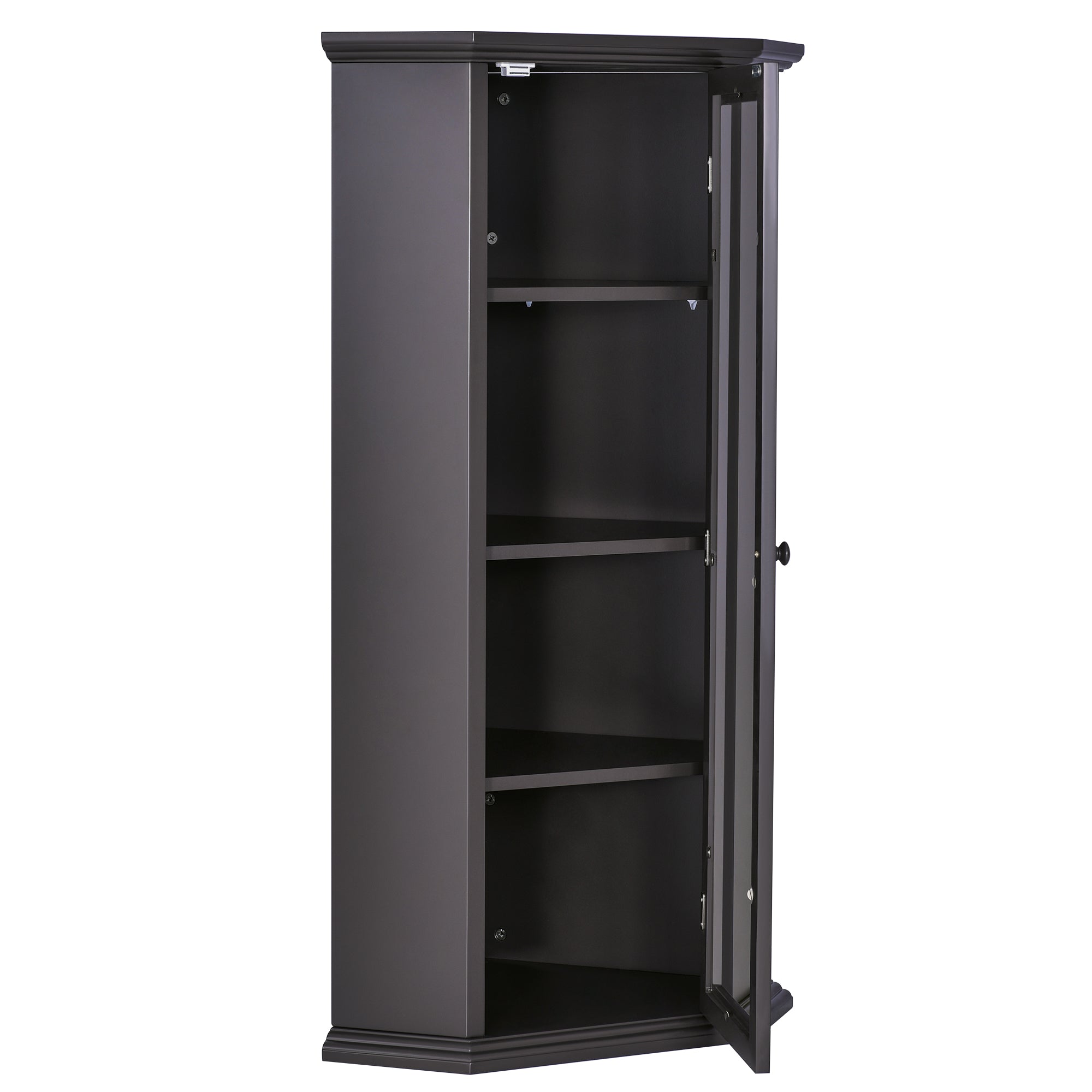 42" Wood 1-door Storage Corner Cabinet with Glass Door