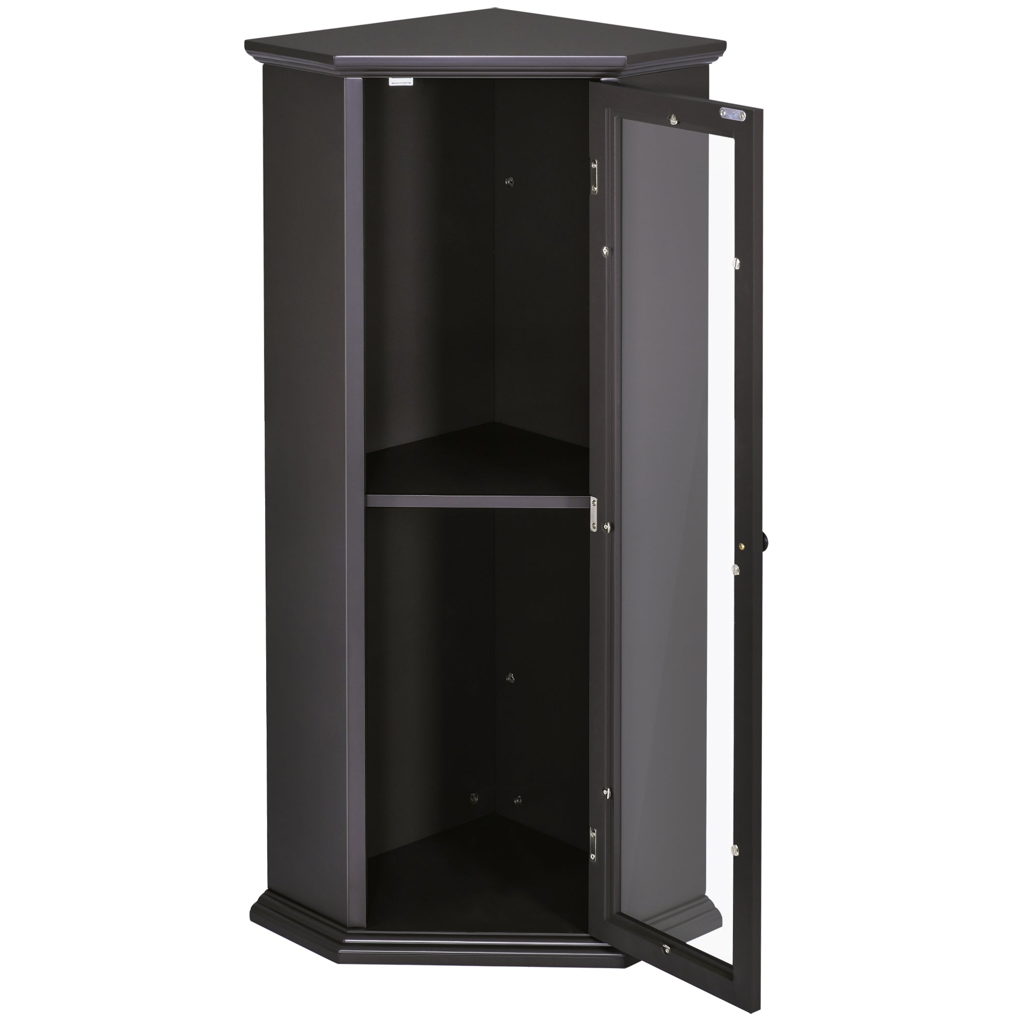 42" Wood 1-door Storage Corner Cabinet with Glass Door