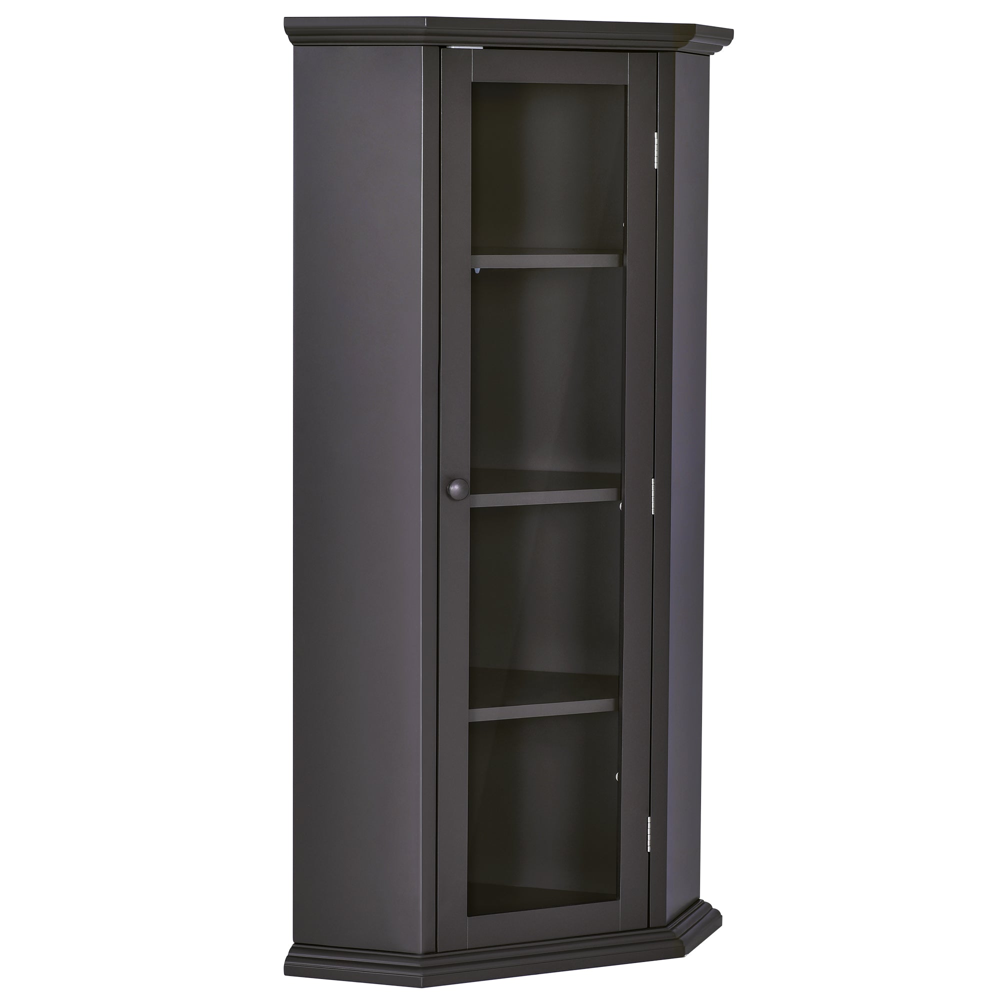 42" Wood 1-door Storage Corner Cabinet with Glass Door