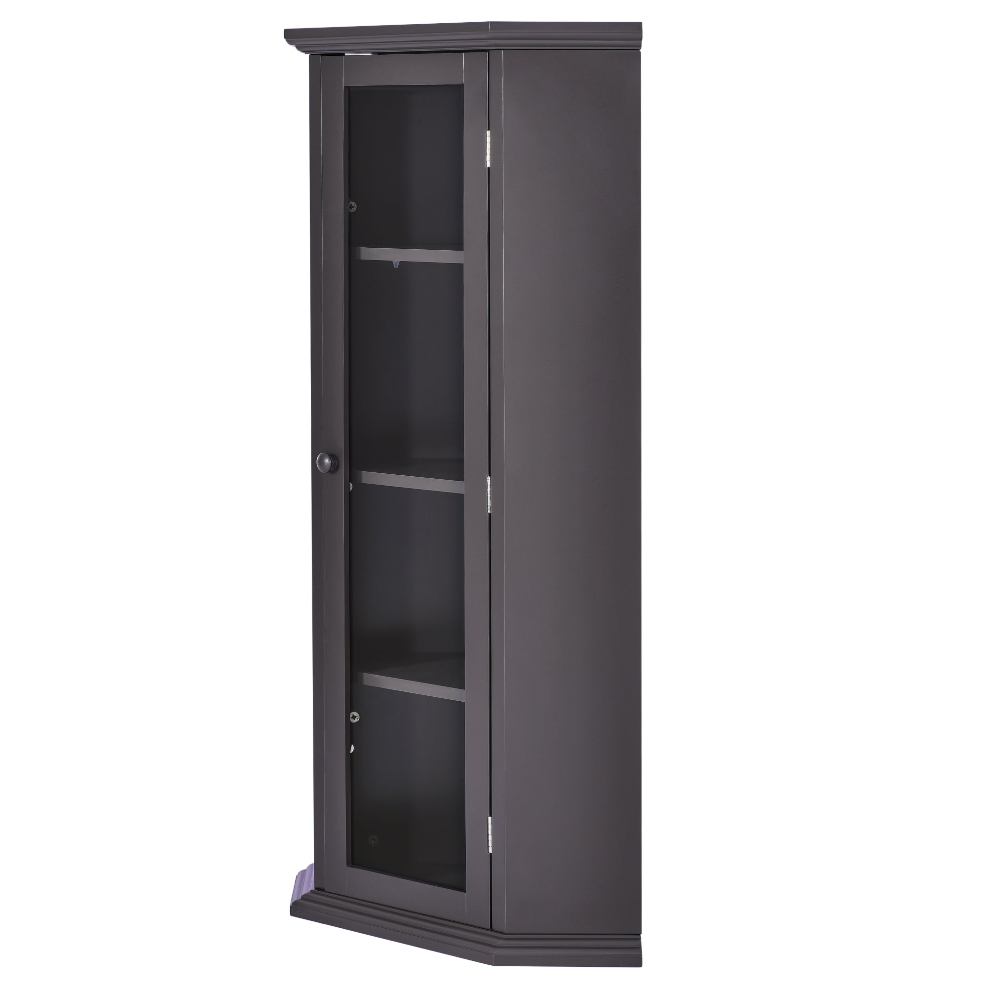 42" Wood 1-door Storage Corner Cabinet with Glass Door