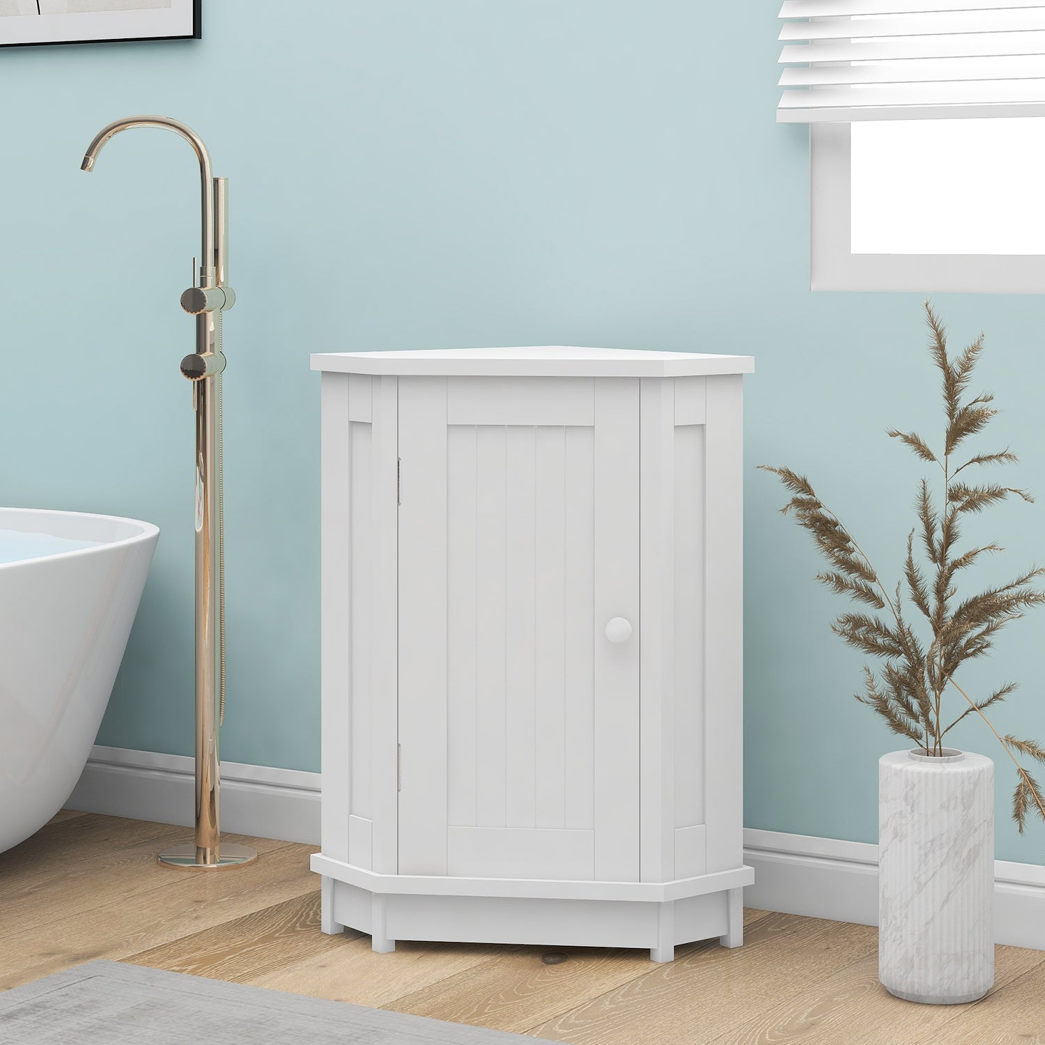 31" Wood 1-door Bathroom Cabinet with Interior Shelves