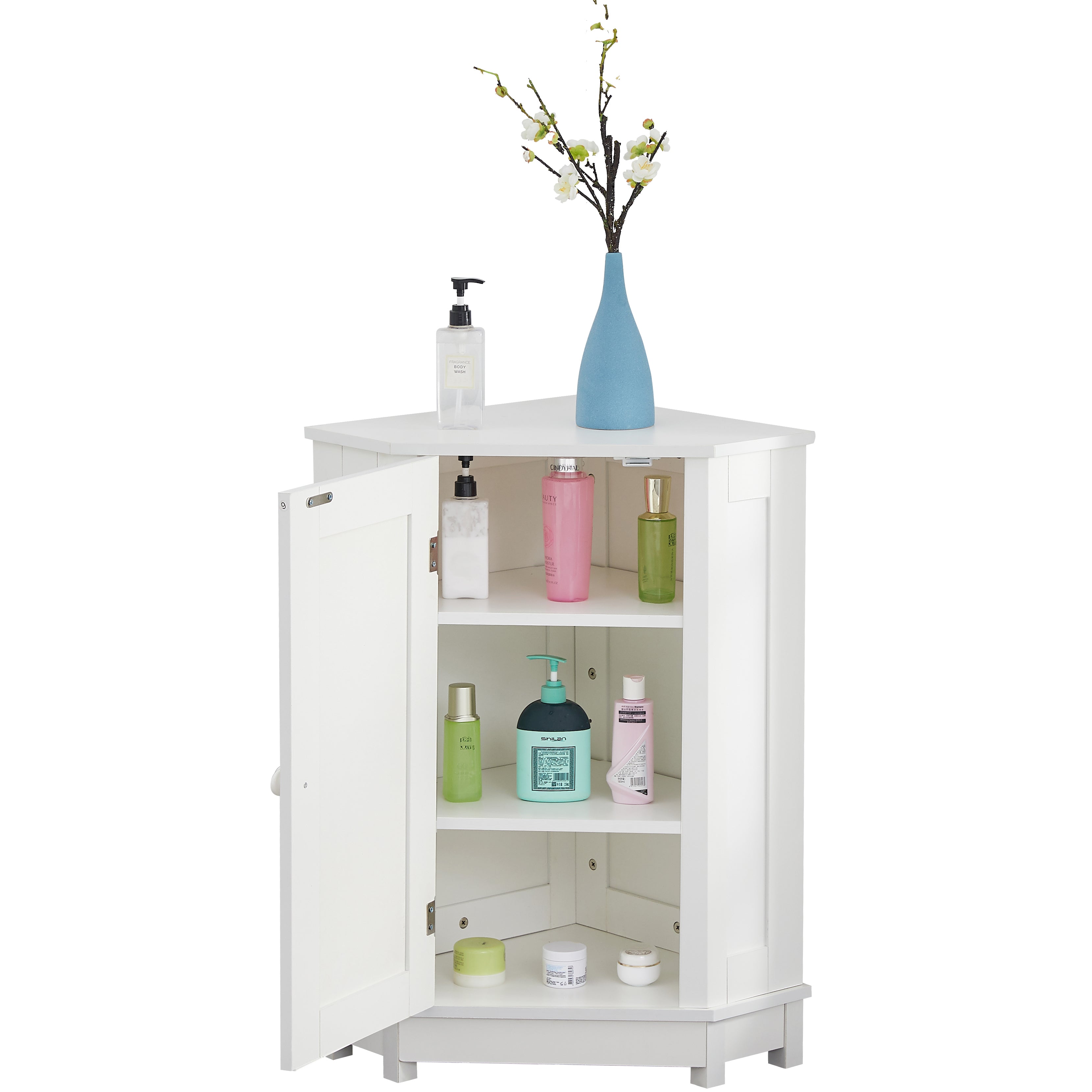 31" Wood 1-door Bathroom Cabinet with Interior Shelves