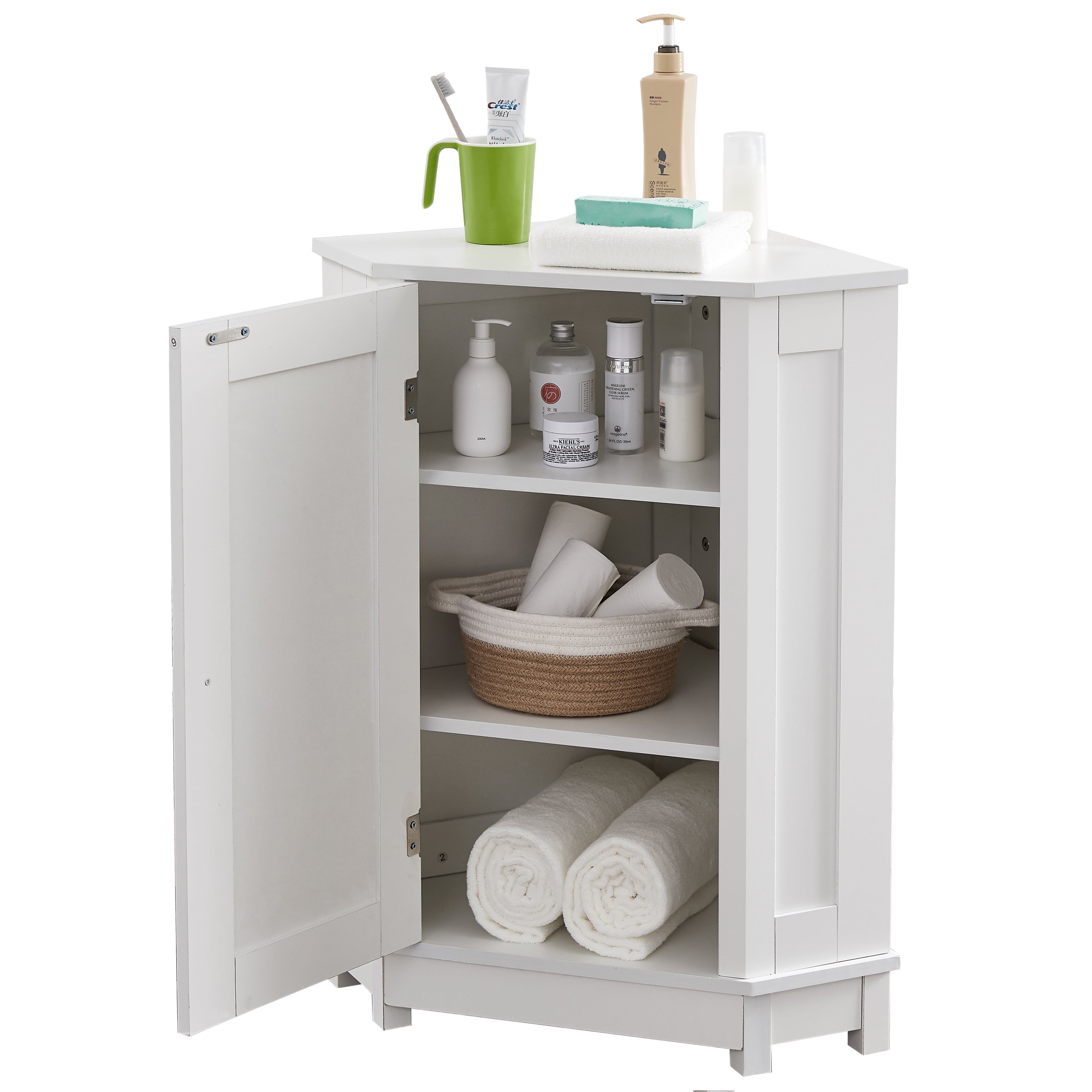 31" Wood 1-door Bathroom Cabinet with Interior Shelves