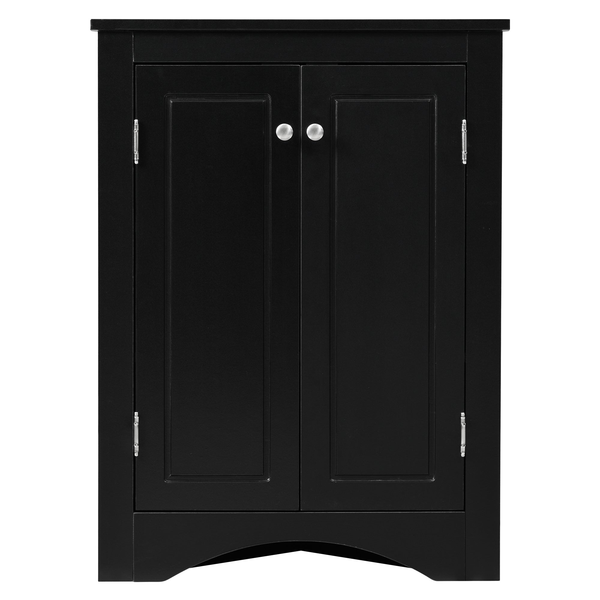 32" Wood 2-door Bathroom Corner Cabinet with Adjustable Shelves