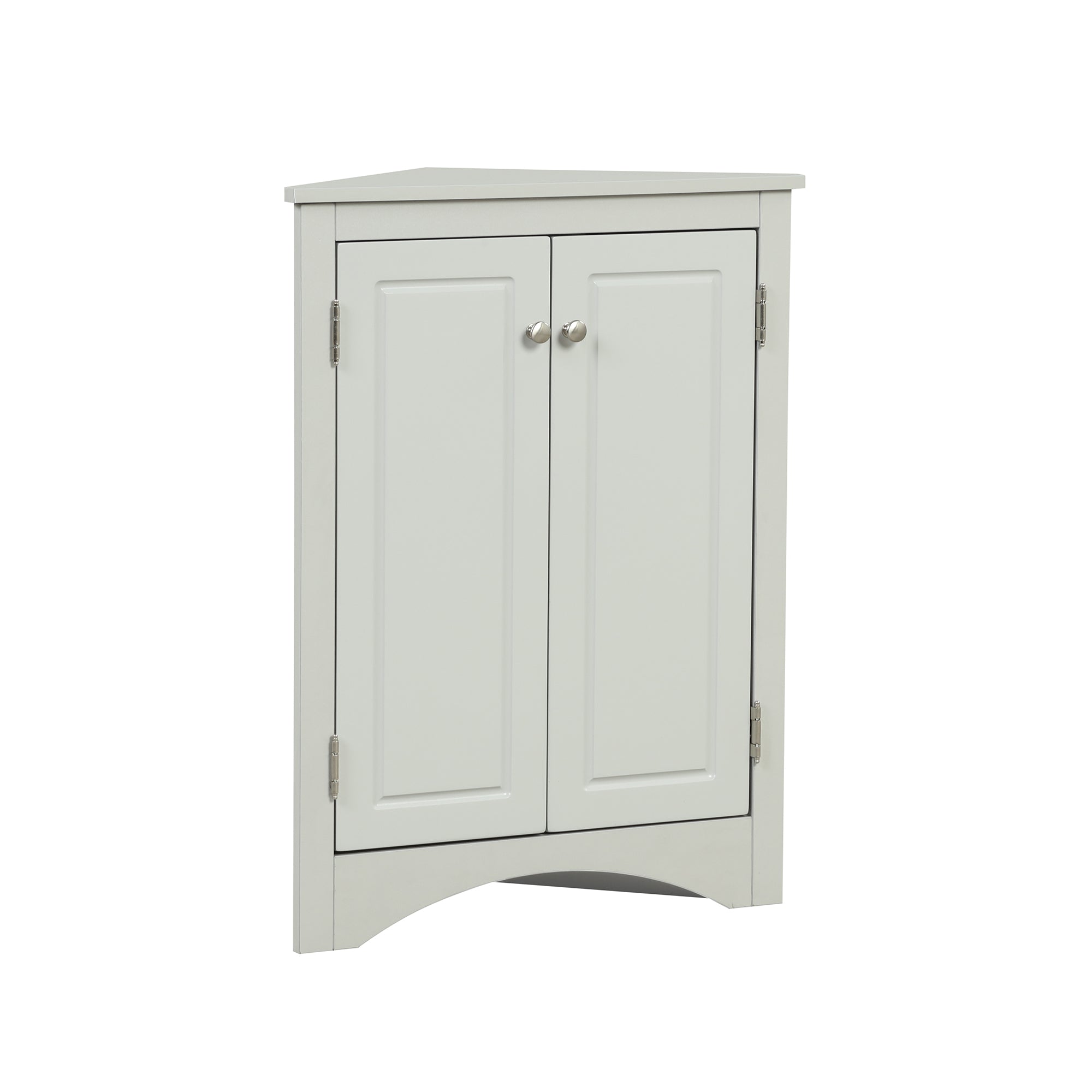 32" Wood 2-door Bathroom Corner Cabinet with Adjustable Shelves