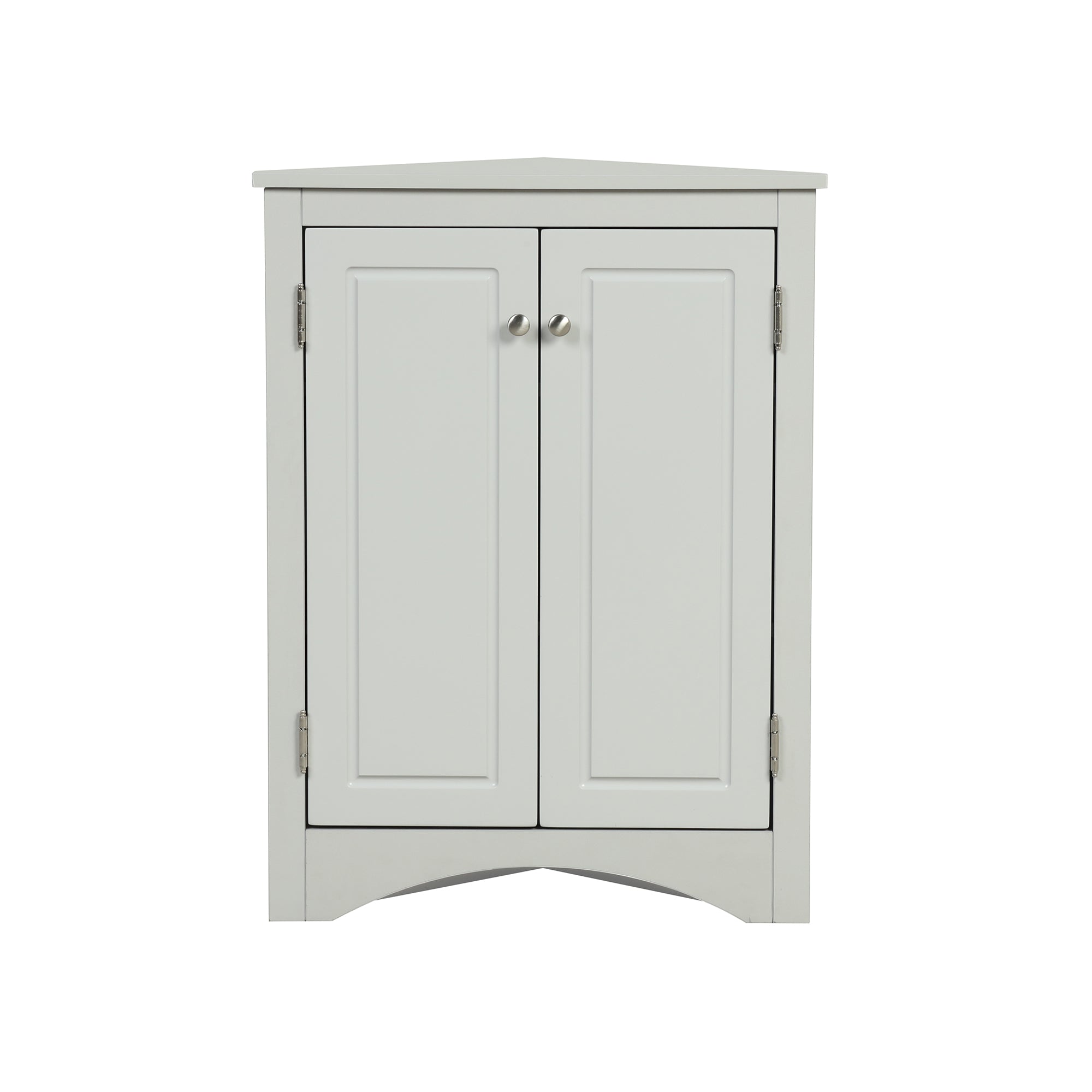 32" Wood 2-door Bathroom Corner Cabinet with Adjustable Shelves