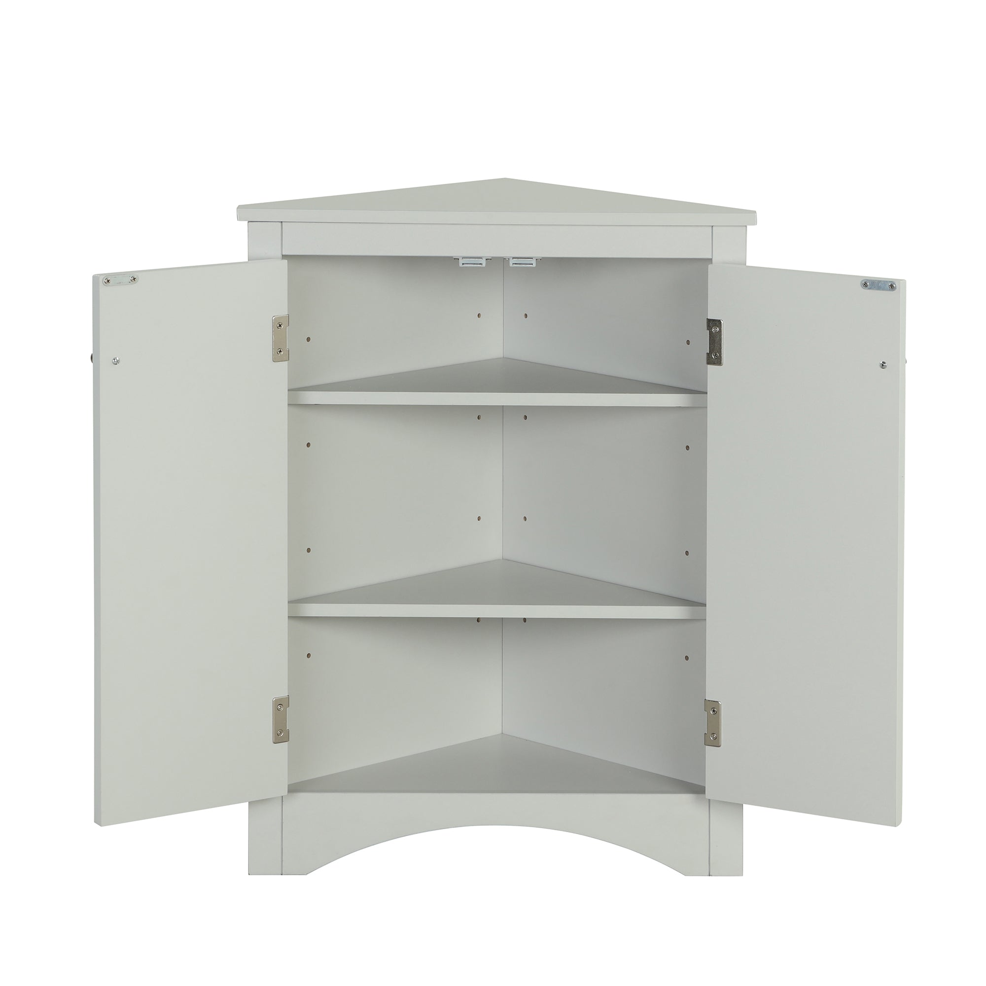 32" Wood 2-door Bathroom Corner Cabinet with Adjustable Shelves