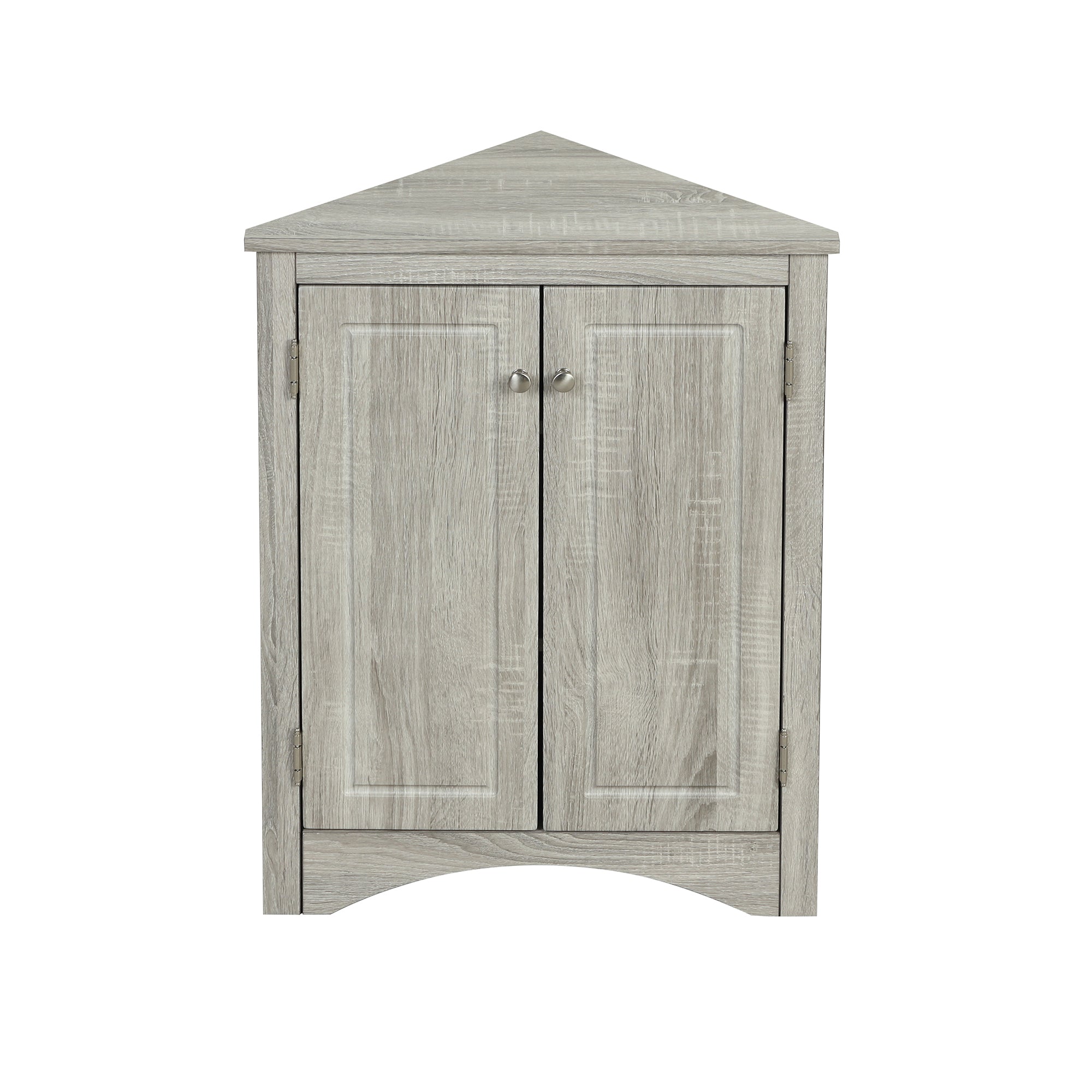 32" Wood 2-door Bathroom Corner Cabinet with Adjustable Shelves