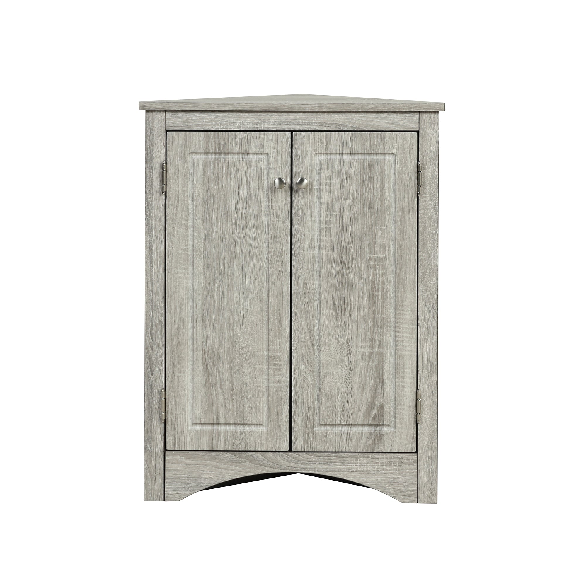 32" Wood 2-door Bathroom Corner Cabinet with Adjustable Shelves