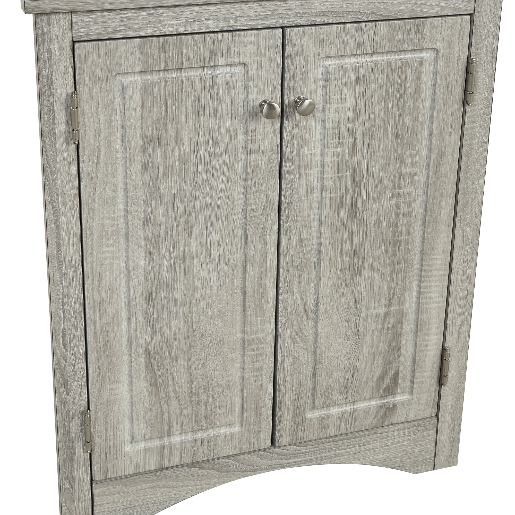 32" Wood 2-door Bathroom Corner Cabinet with Adjustable Shelves